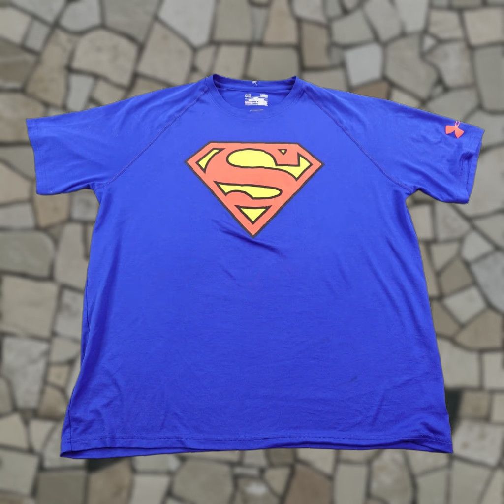 Armour Under Armour Shirt Mens Large Blue Superman Heatgear Performance Athletic Gym Graphic P Hoodie, Sweatshirt