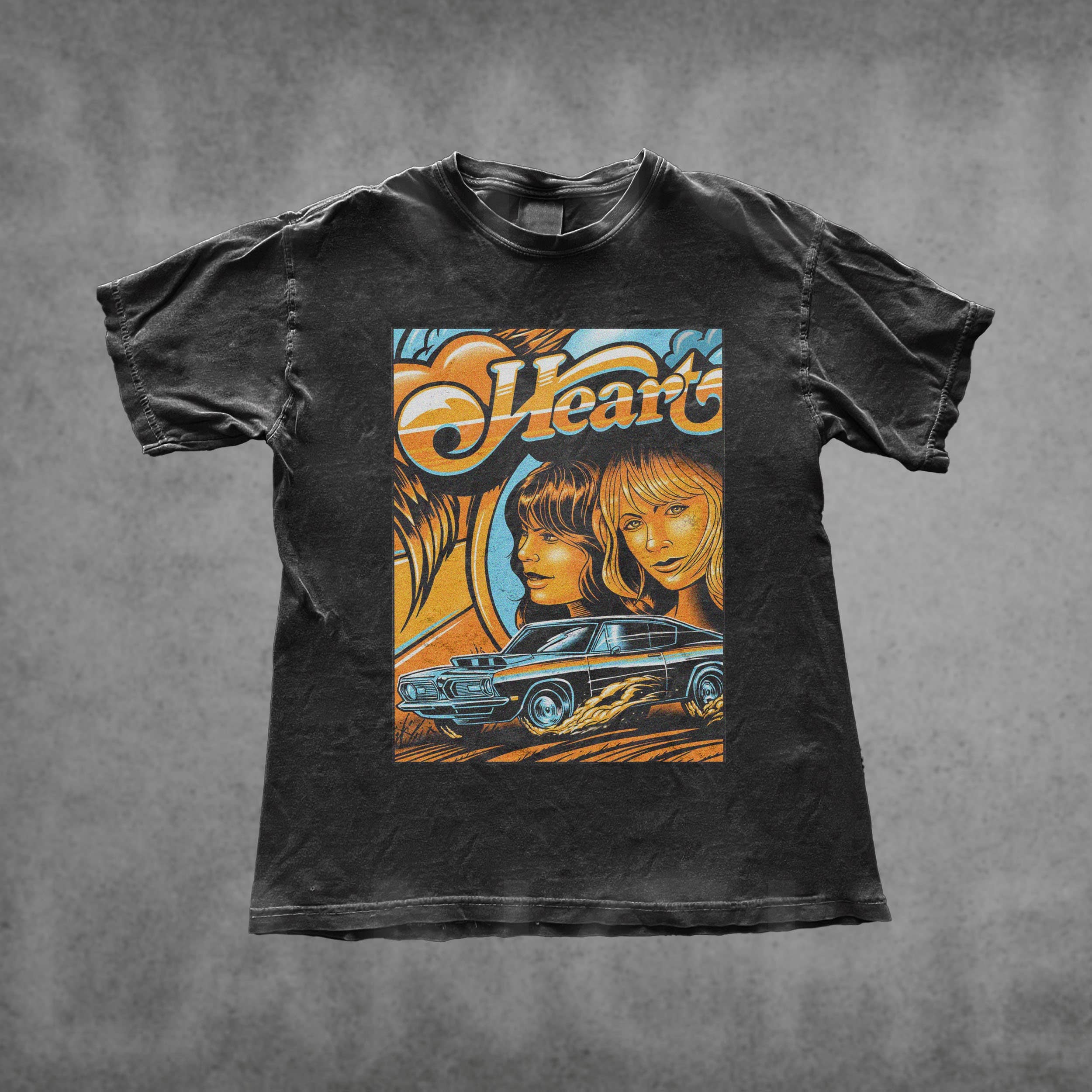 Vintage Graphic Rock Shirt - Heart Band 90s Beach Streetwear Hoodie, Sweatshirt | PodTeesHub.com