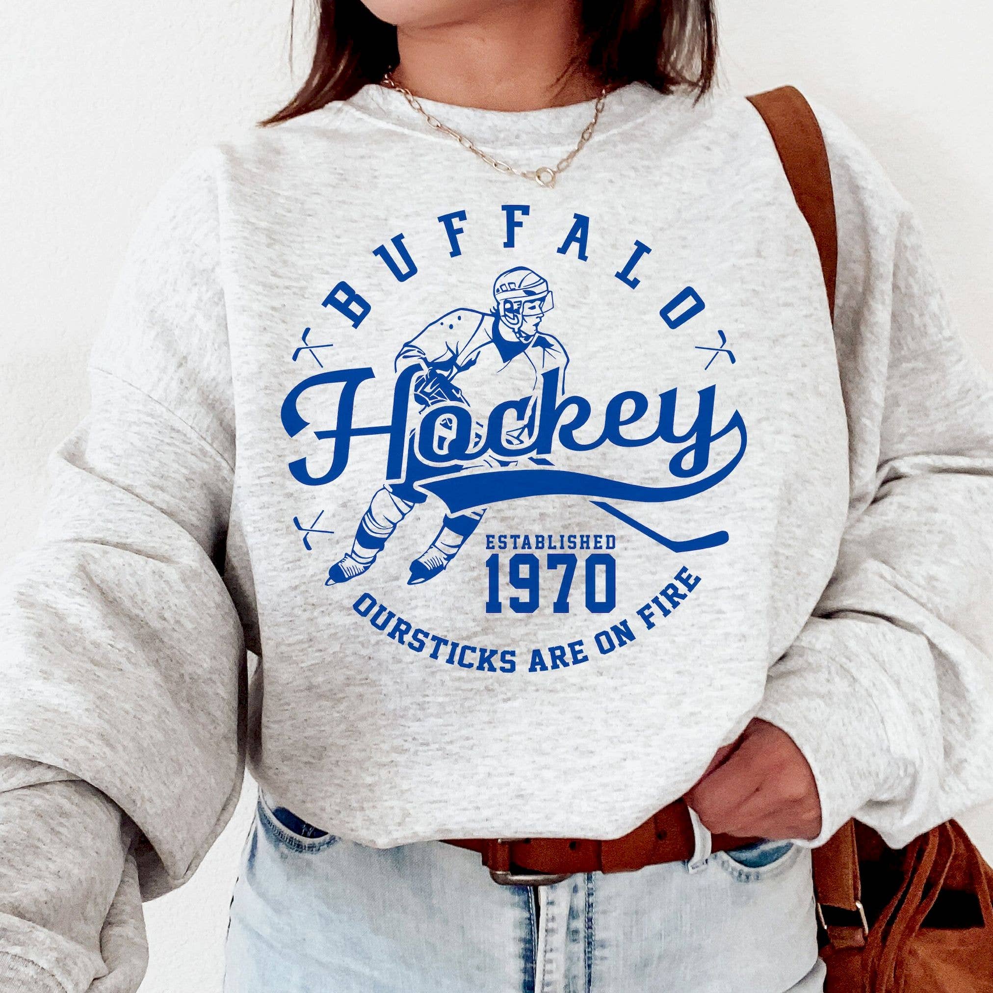 Vintage Buffalo Sabres Crewneck Sweatshirt Est 1970 Hockey R T-Shirts, Hoodie | PodTeesHub.com