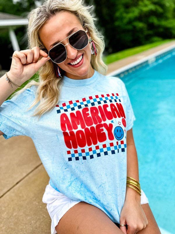 American Honey Happy Check Color Blast Tee Hoodie, Sweatshirt | PodTeesHub.com