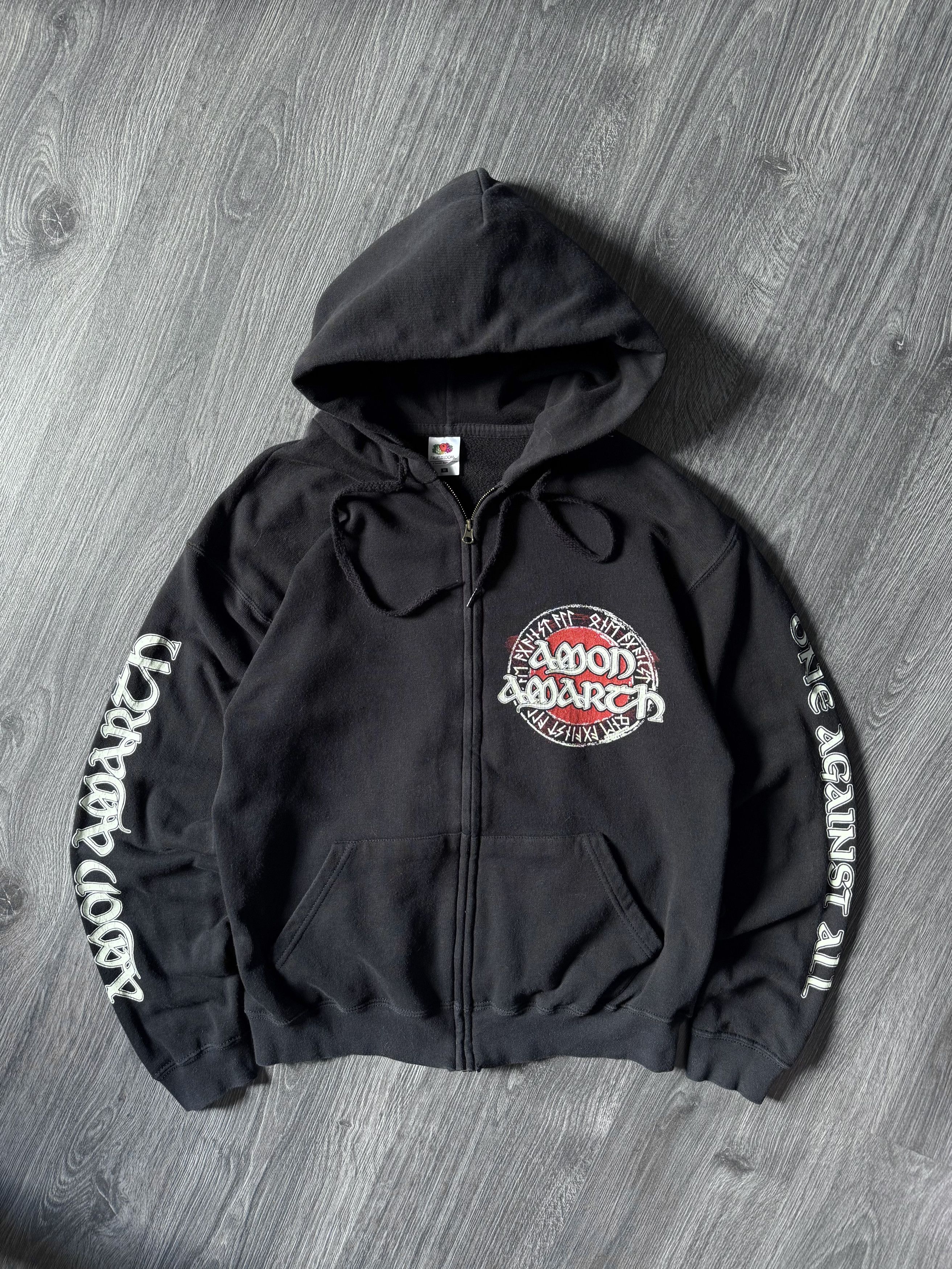 Band Tees Vintage Amon Amarth One Against All Zip Hoodie Sweatshirt | PodTeesHub.com