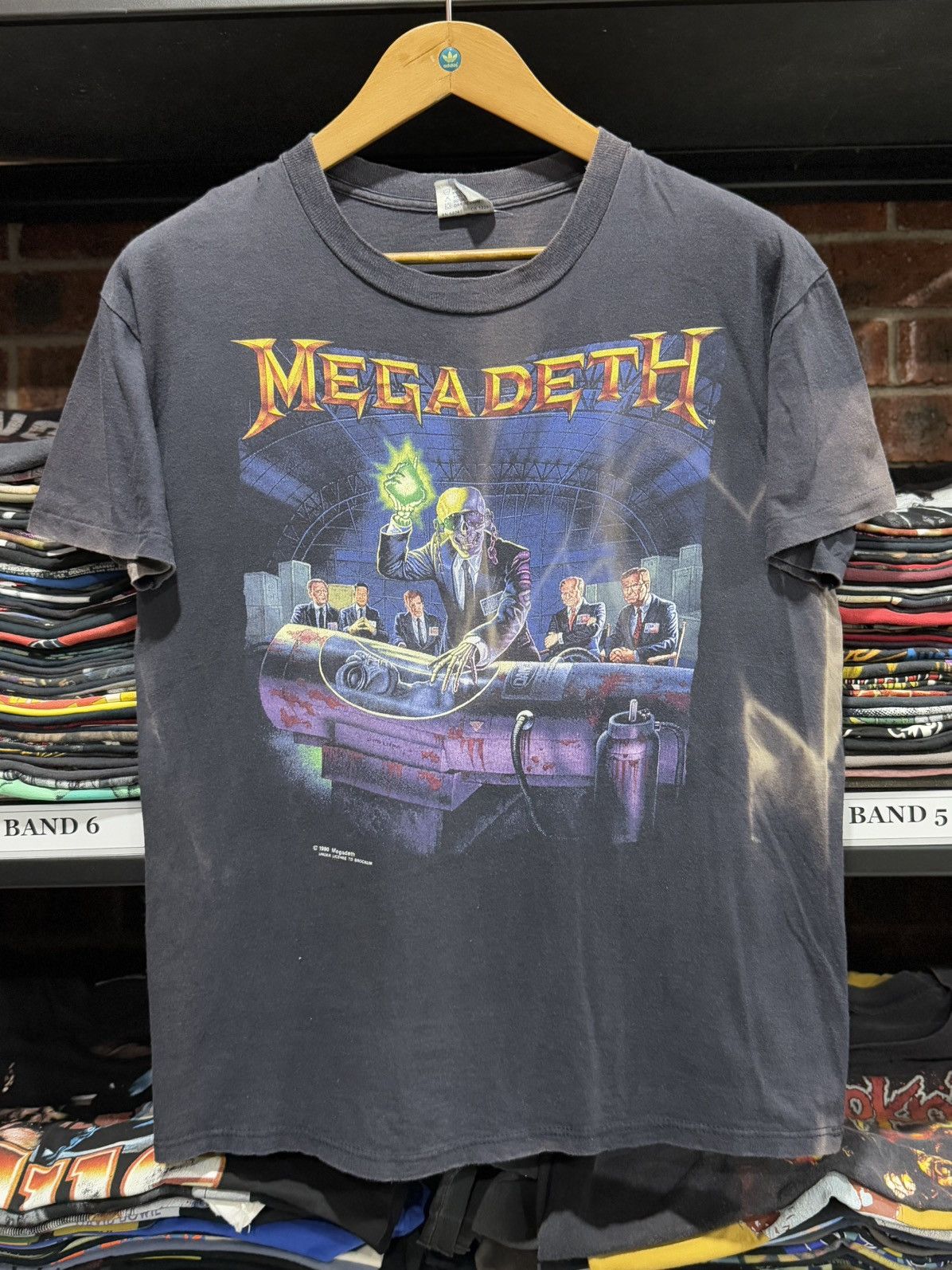 Band Tees Thrashed Vintage 90s Megadeth Tour Sun Faded Tee Hoodie, Sweatshirt | PodTeesHub.com