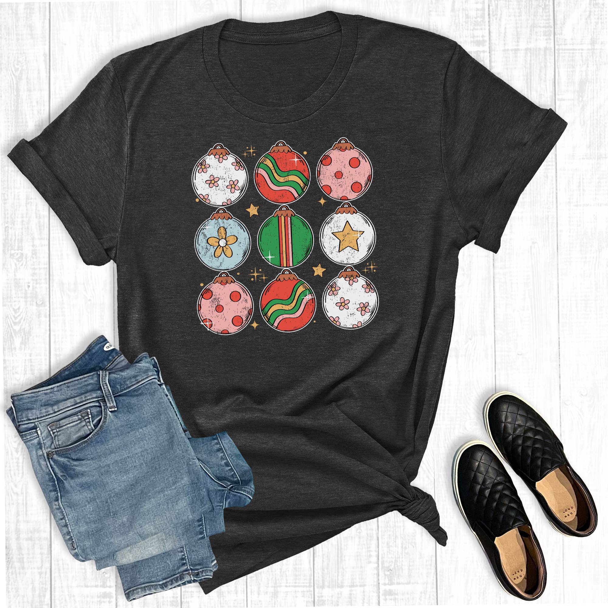 Boho Christmas Ornaments Graphic Tee Hoodie, Sweatshirt | PodTeesHub.com