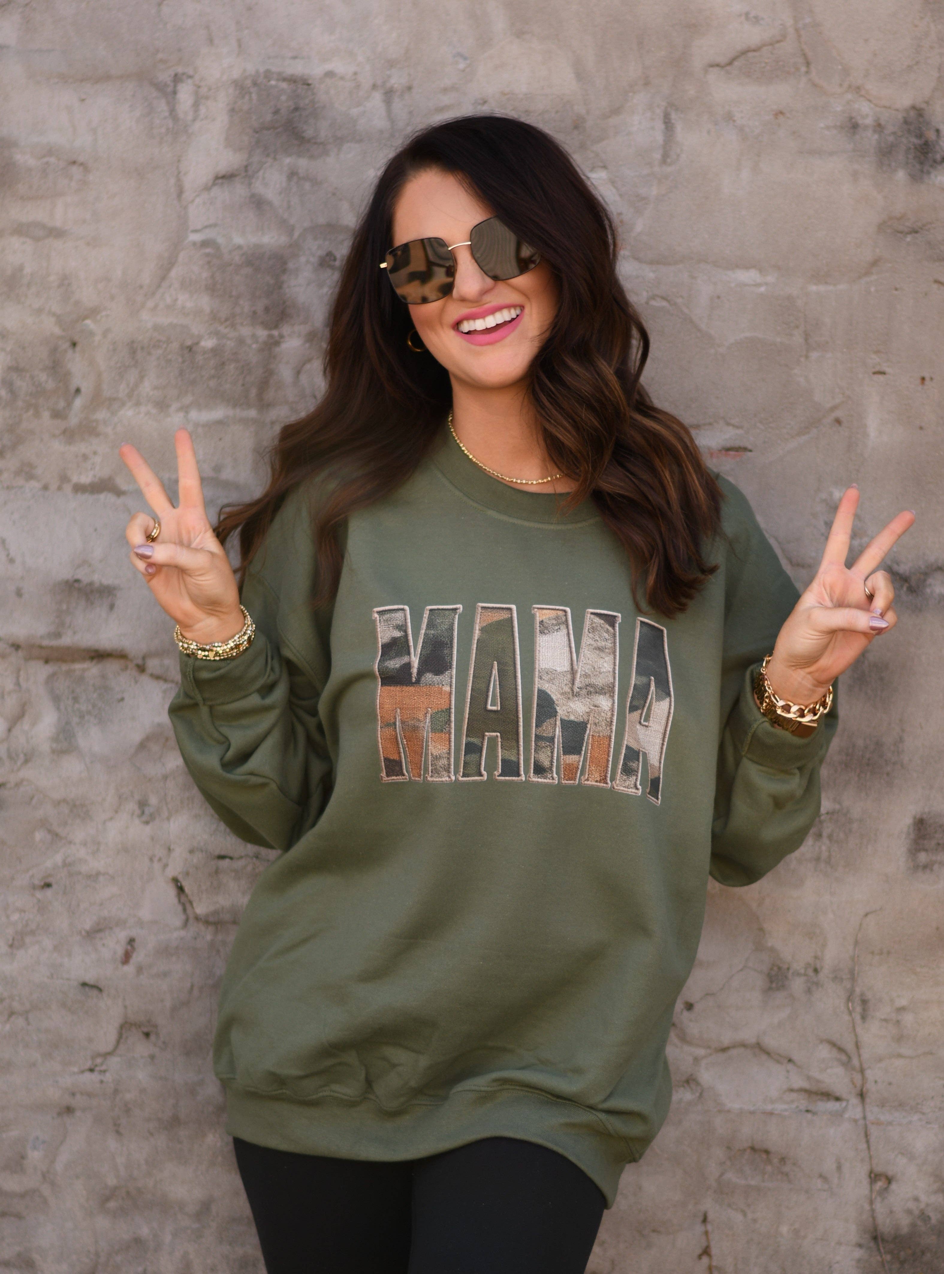 Mama Camo Faux Patch Sweatshirt T-Shirts, Hoodie | PodTeesHub.com