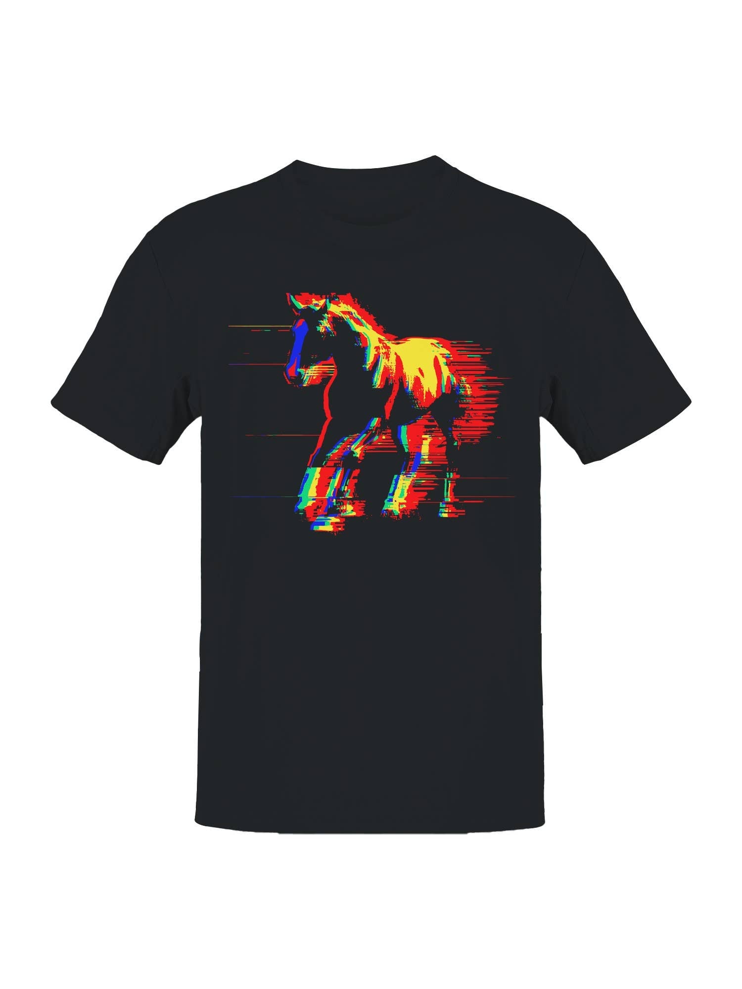 Vibrant Glitch Horse Illustration Men's T-Shirt Hoodie, Sweatshirt | PodTeesHub.com