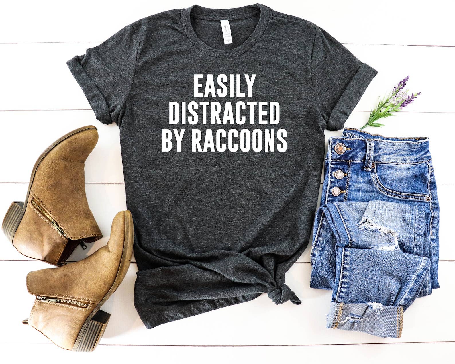 Easily Distracted By Raccoons T-Shirt Hoodie, Sweatshirt | PodTeesHub.com
