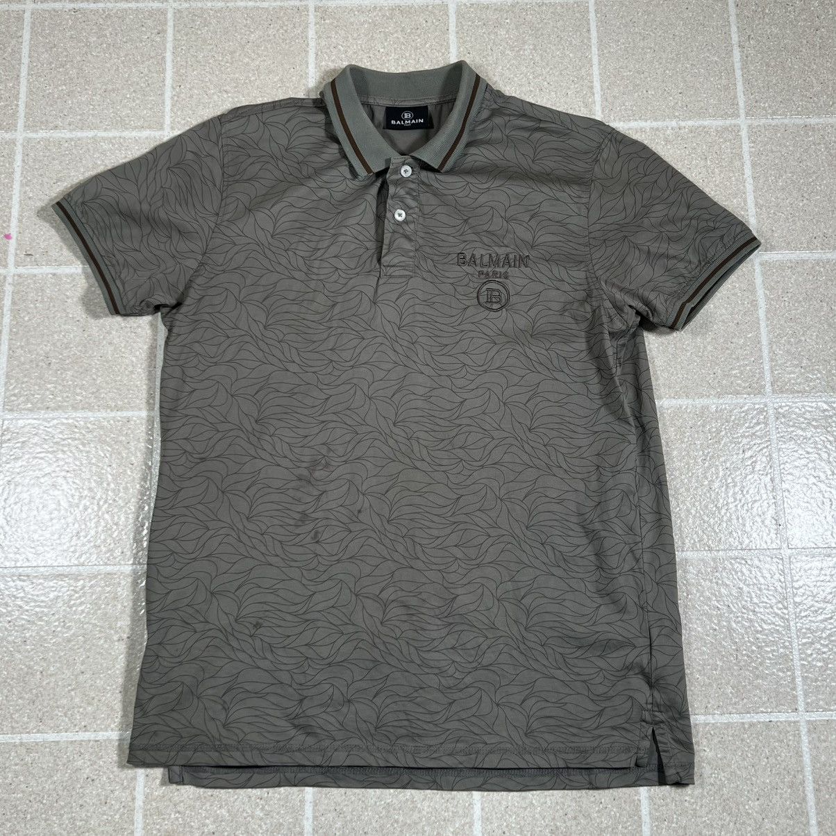 Balmain Men S All Over Print Balmain Paris Polo Shirt Size Medium Hoodie, Sweatshirt | PodTeesHub.com
