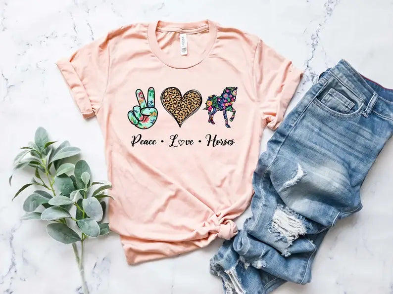 Peace Love Horses T-Shirt Hoodie, Sweatshirt | PodTeesHub.com