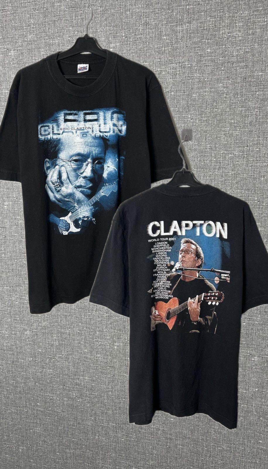 Band Tees Vintage 2001 Eric Clapton World Tour Tee Double Sided Logo Hoodie, Sweatshirt | PodTeesHub.com