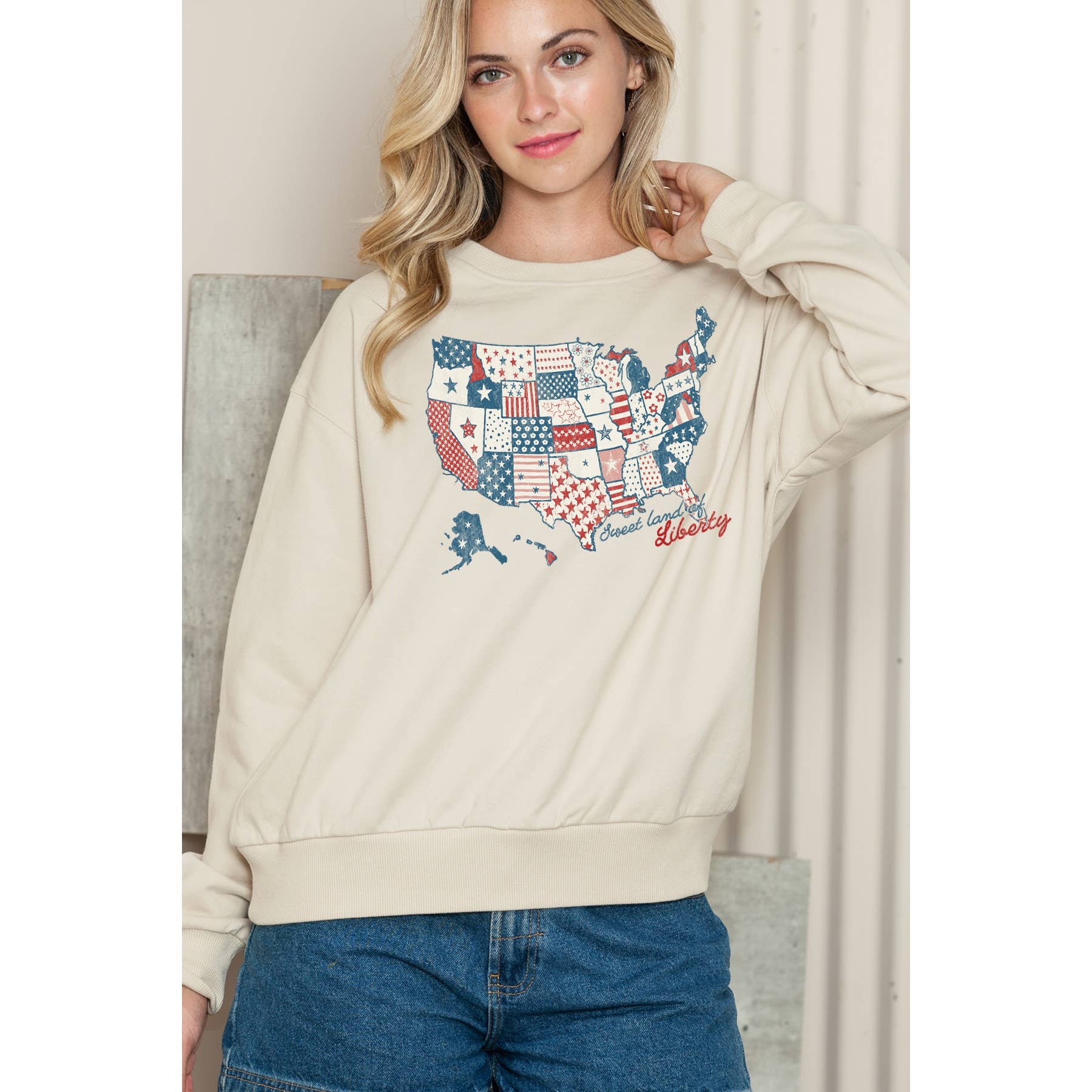 Sweet Land of Liberty America Crewneck Sweater T-Shirts, Hoodie, Sweatshirt | PodTeesHub.com