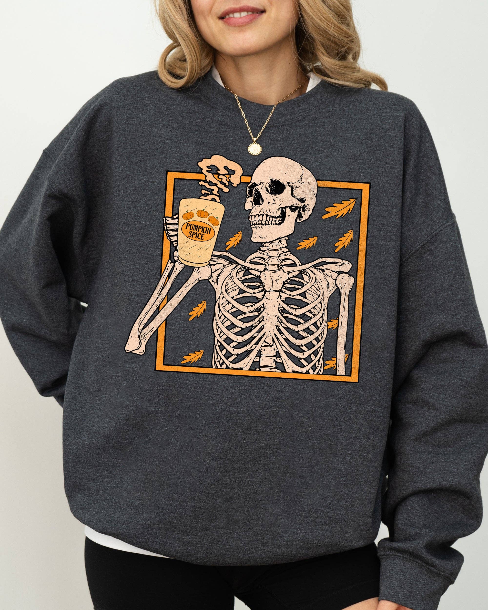 Pumpkin Spice, Coffee, Skeleton, Spooky Halloween Sweatshirt T-Shirts, Hoodie | PodTeesHub.com