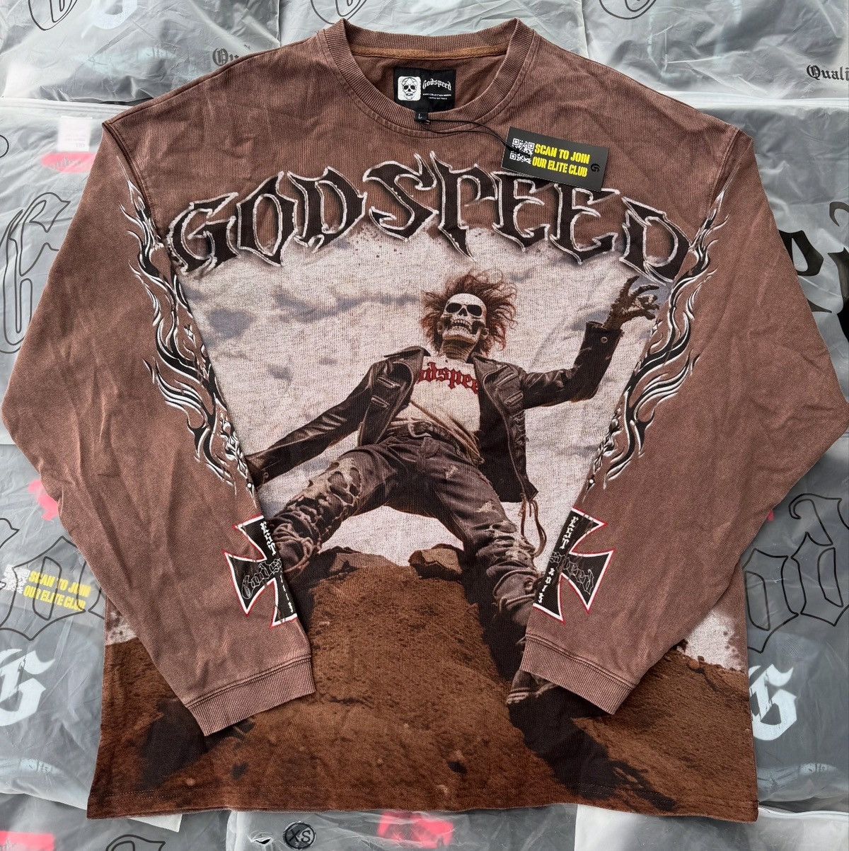 Godspeed Rocker Longsleeve Brown Wash T-Shirts, Hoodie, Sweatshirt | PodTeesHub.com