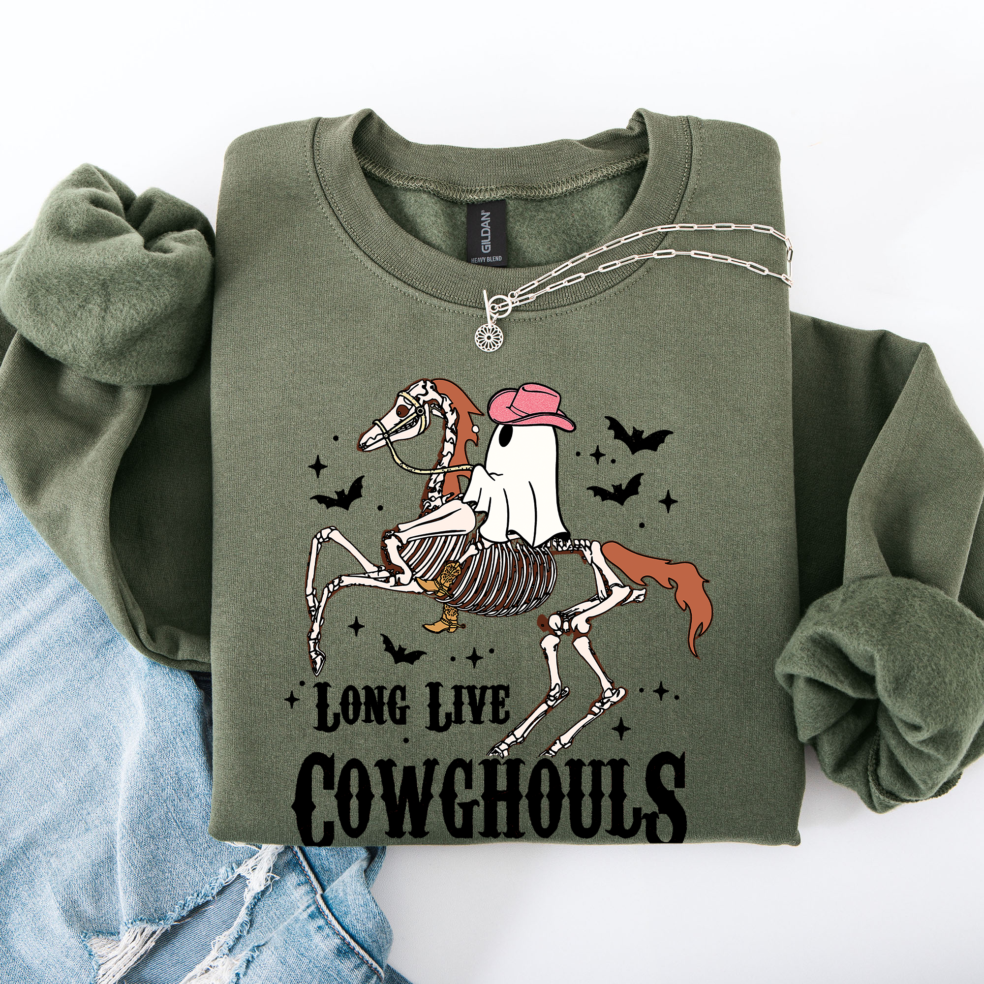 Long Live Cowghouls Ghost, Horse, Halloween Sweatshirt T-Shirts, Hoodie | PodTeesHub.com