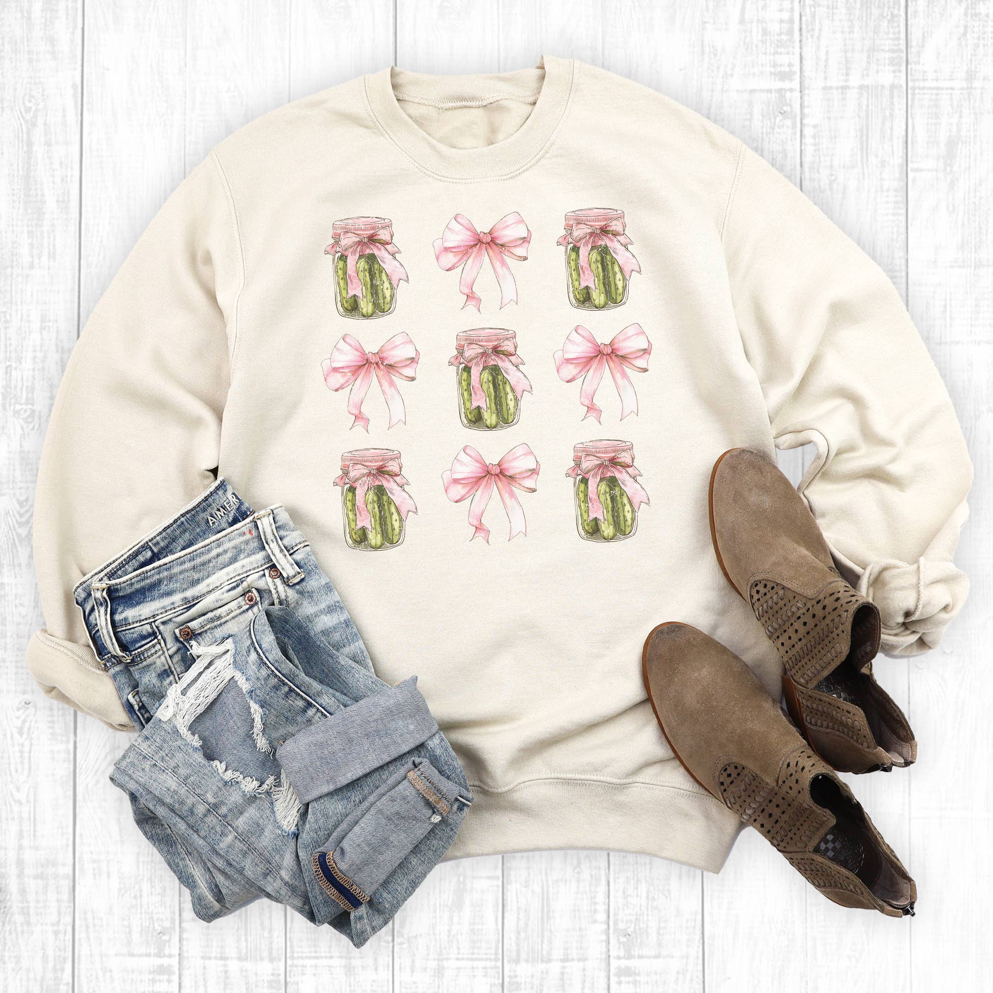 Coquette Bow Pickle Lover Sweatshirt T-Shirts, Hoodie | PodTeesHub.com