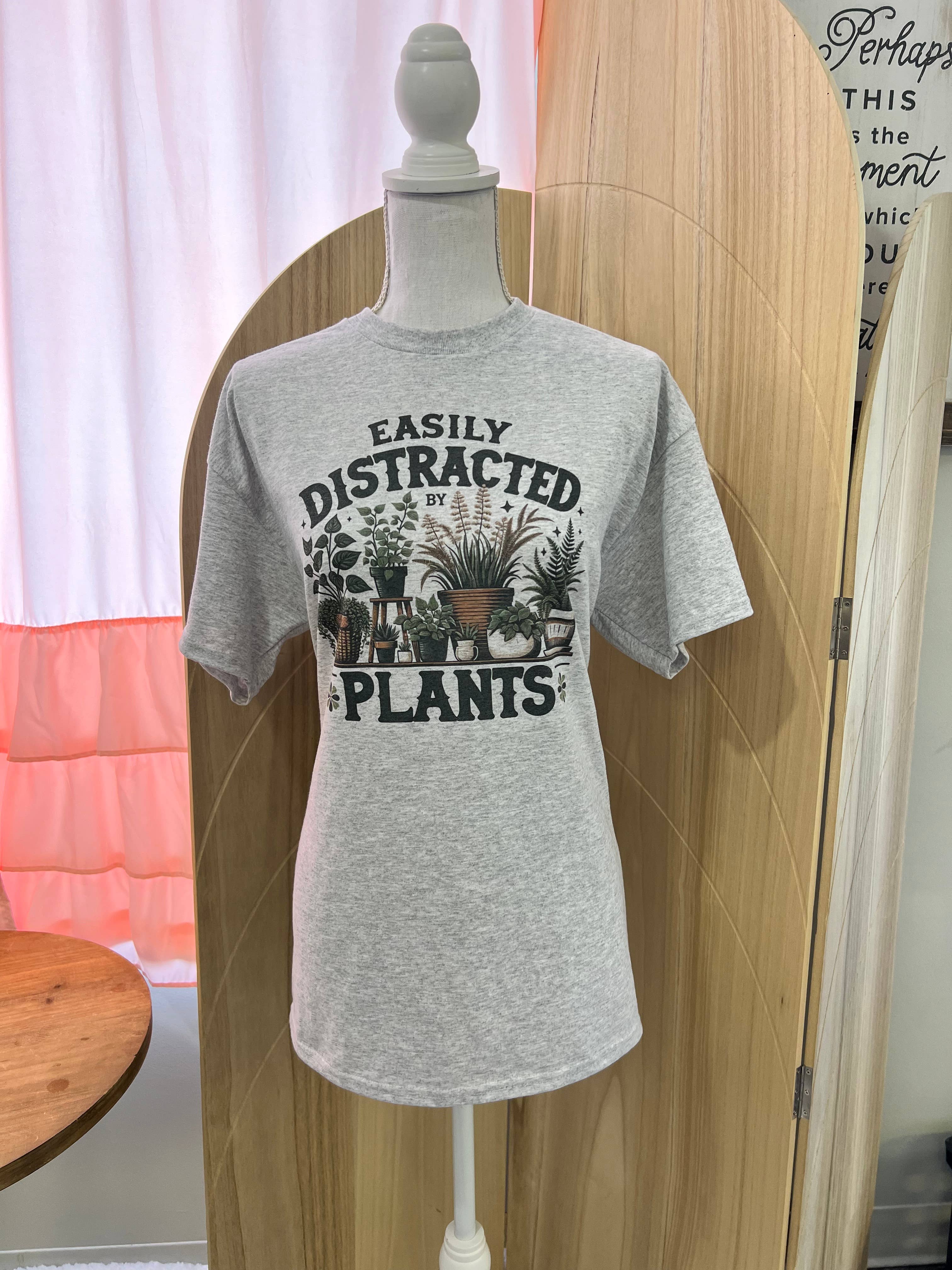 Easily Distracted By Plants On Ash Gray Tee Hoodie, Sweatshirt | PodTeesHub.com