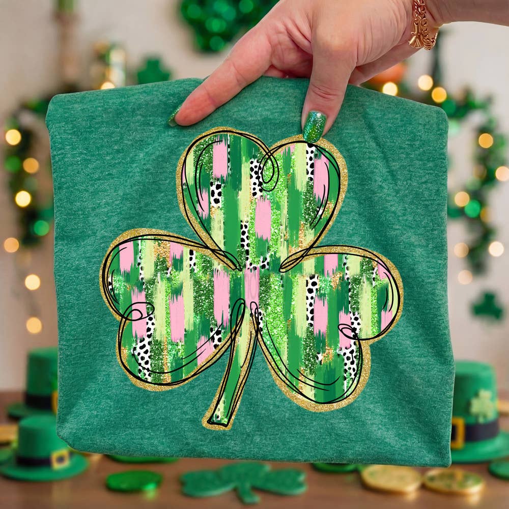 Brushstroke Shamrock Tee Hoodie, Sweatshirt | PodTeesHub.com