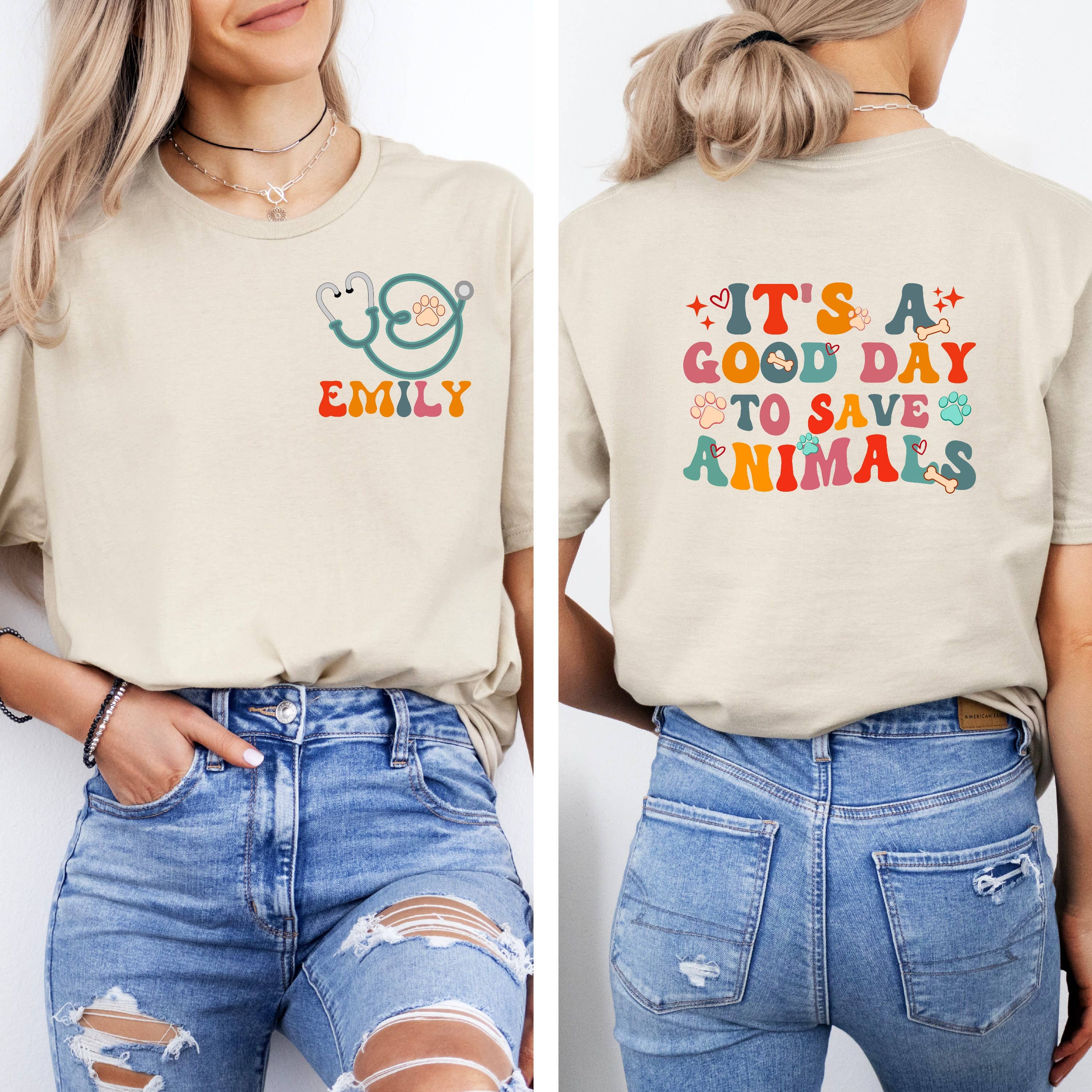 Good Day To Save Animals 2-Side Shirt Vet Tech Gift Tee Hoodie, Sweatshirt | PodTeesHub.com
