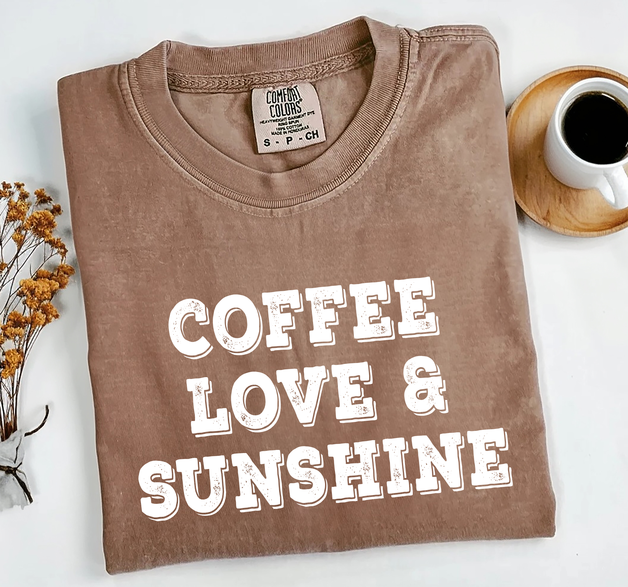 Coffee Love & Sunshine Tee, Coffee Shirt, Comfort Colors® Hoodie, Sweatshirt | PodTeesHub.com