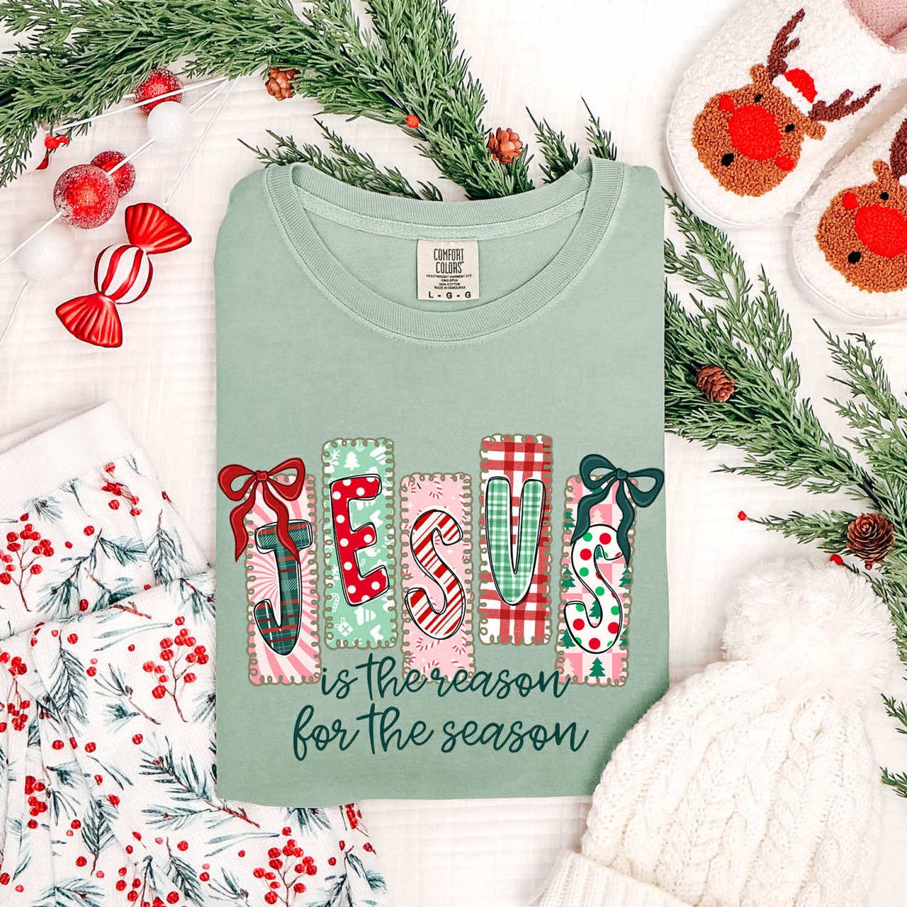 Patterned Jesus Is the Reason For the Season Tee Hoodie, Sweatshirt | PodTeesHub.com