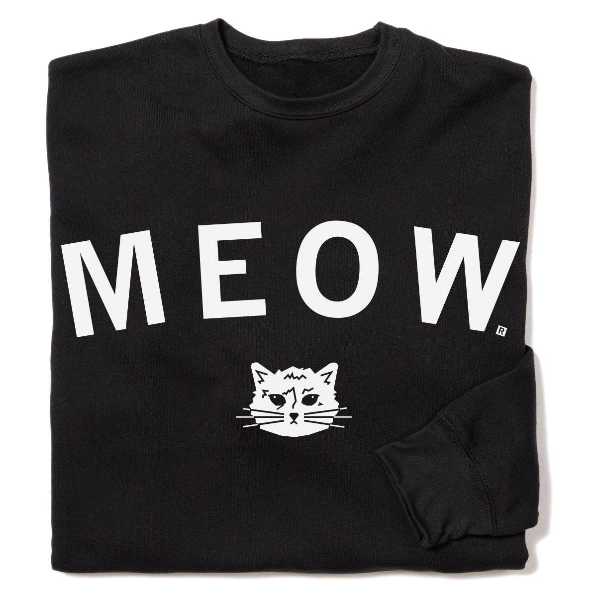 Meow Curved Logo Crew Sweatshirt T-Shirts, Hoodie | PodTeesHub.com