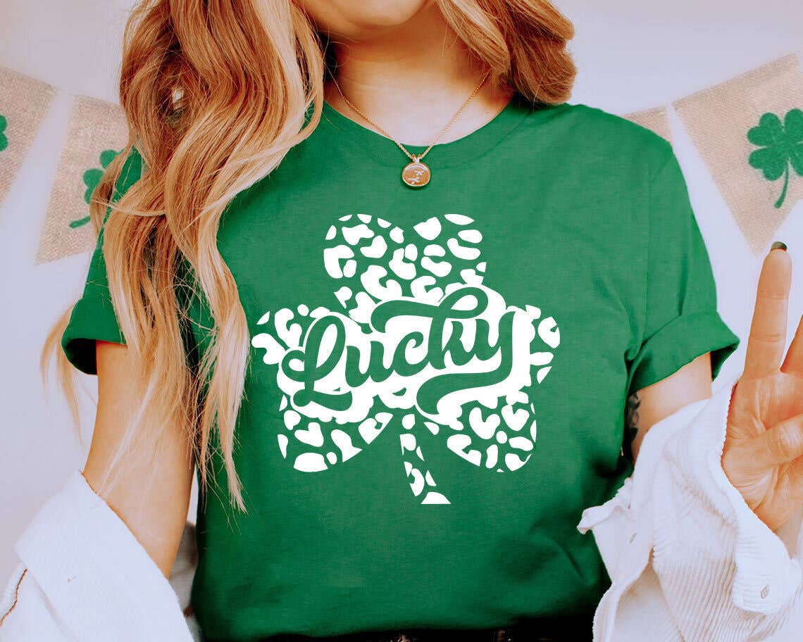 St Patricks Day - Lucky Clover Leopard Shirt Hoodie, Sweatshirt | PodTeesHub.com