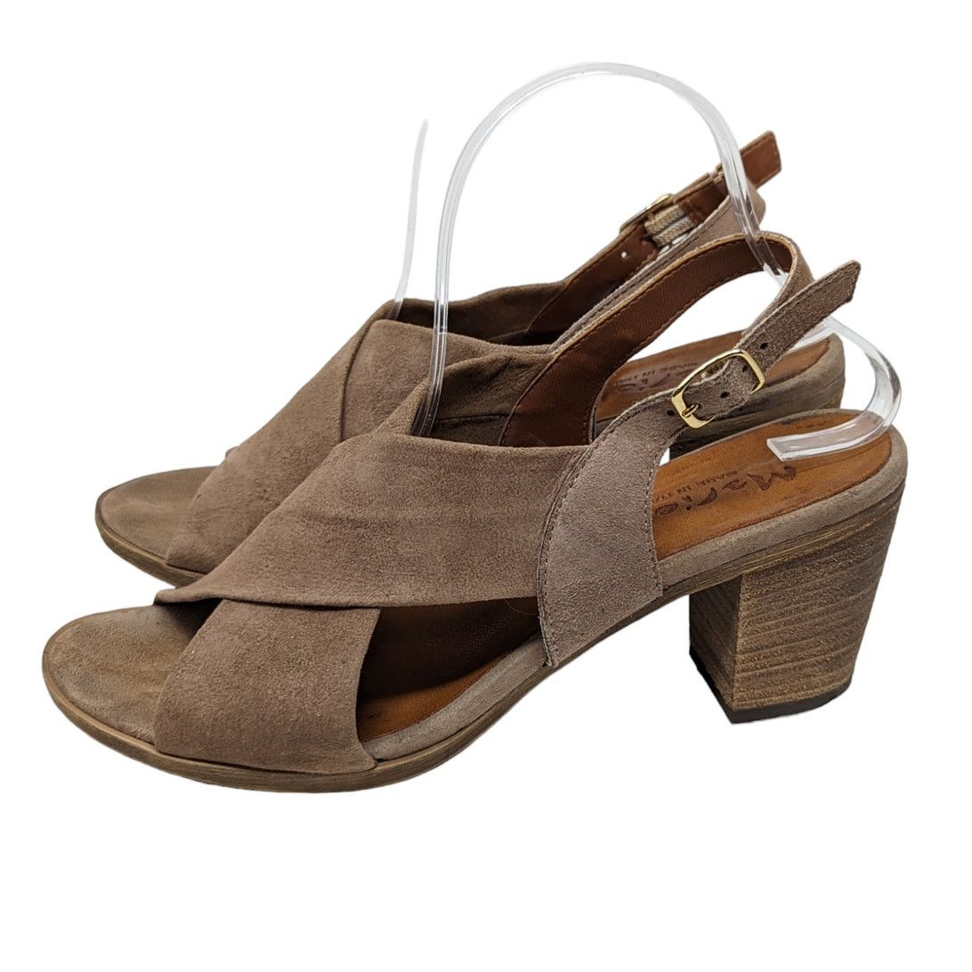 Other Mariella Suede Open Toe Sling Back Block Heel Sandal Tan T-Shirts, Hoodie, Sweatshirt | PodTeesHub.com