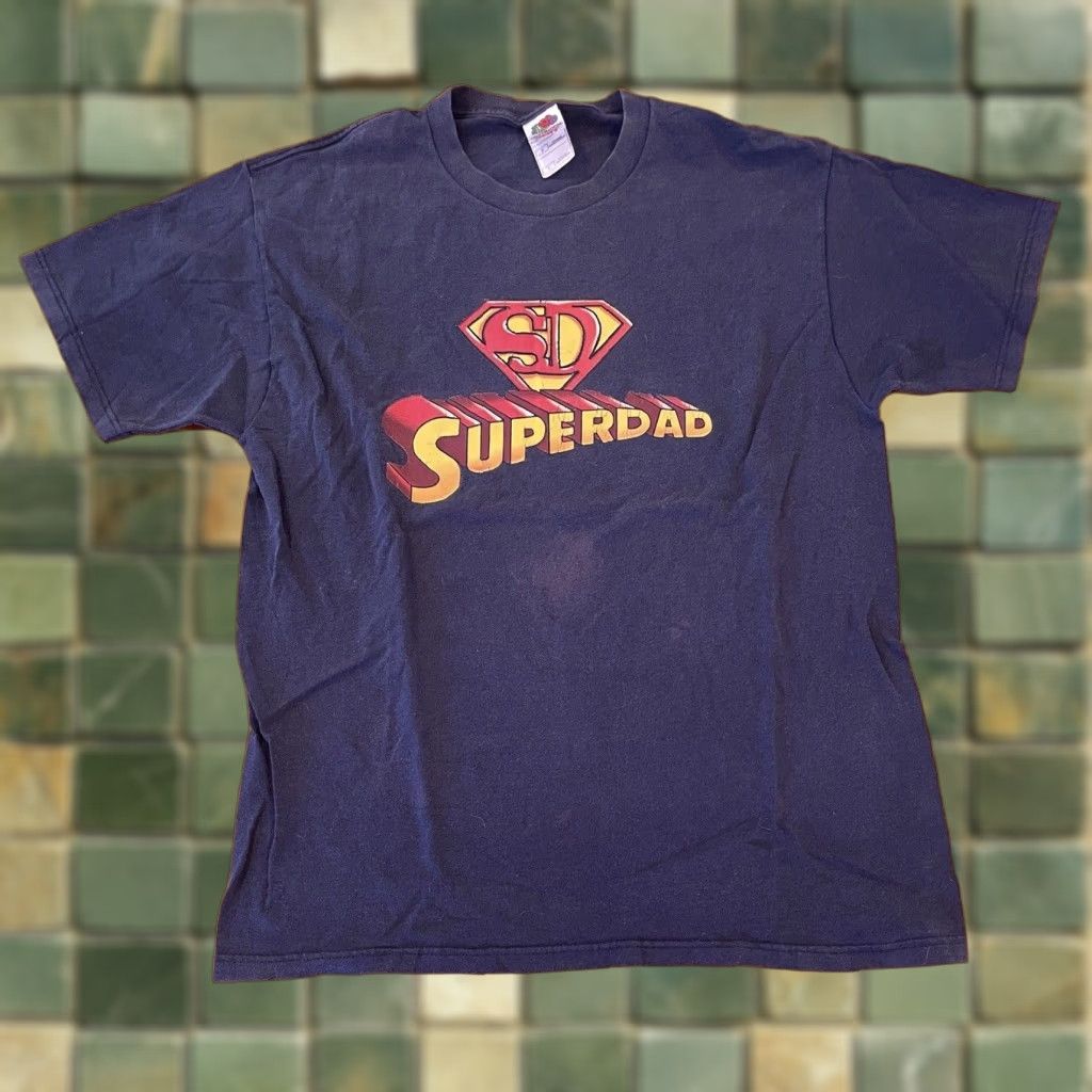 Vintage Superdad Superman Shirt L Men T Shirt Crew Neck Short Sleeve Blue 80s Cartoon Americ Hoodie, Sweatshirt