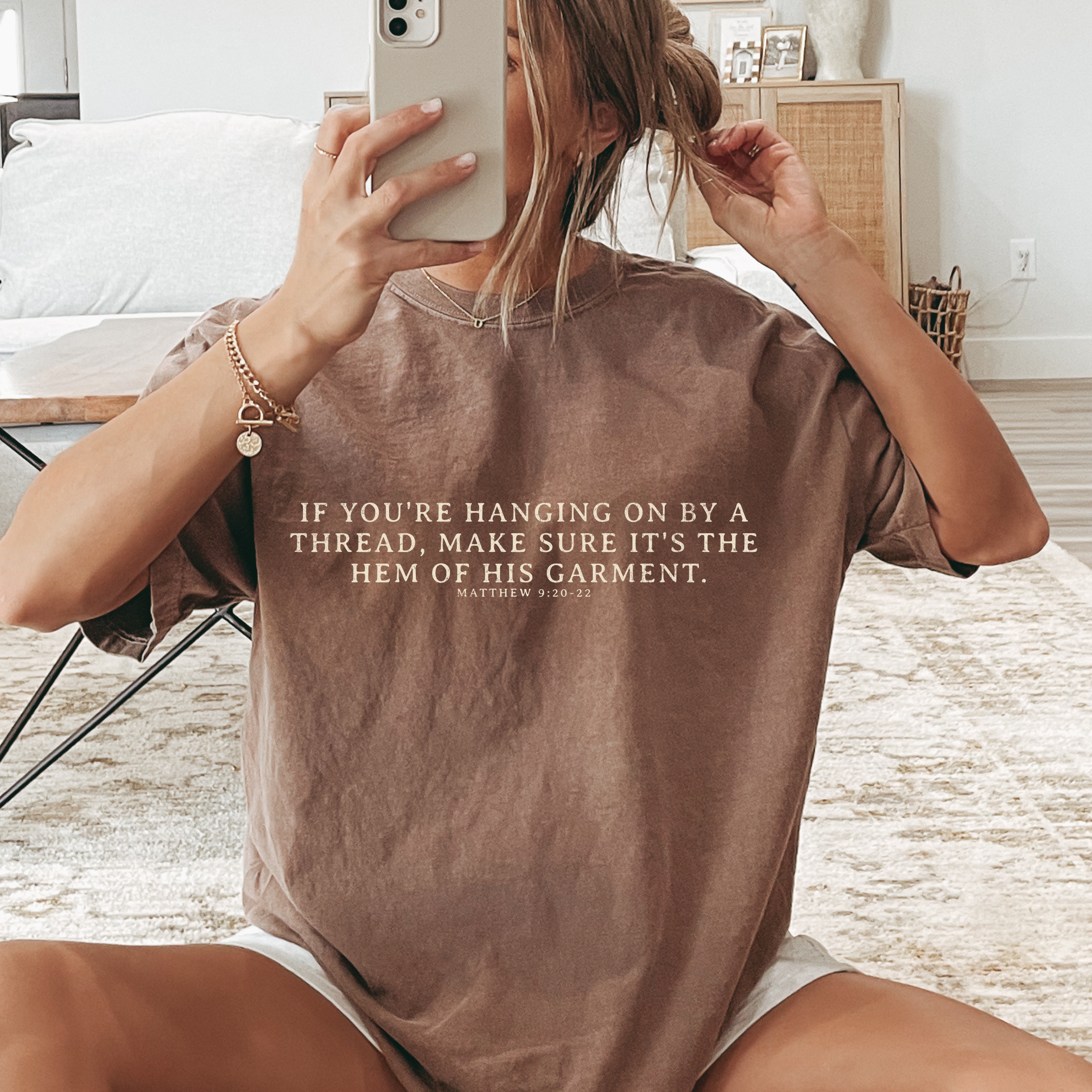 Hanging On By the Hem of His Garment Christian Graphic Tee Hoodie, Sweatshirt | PodTeesHub.com