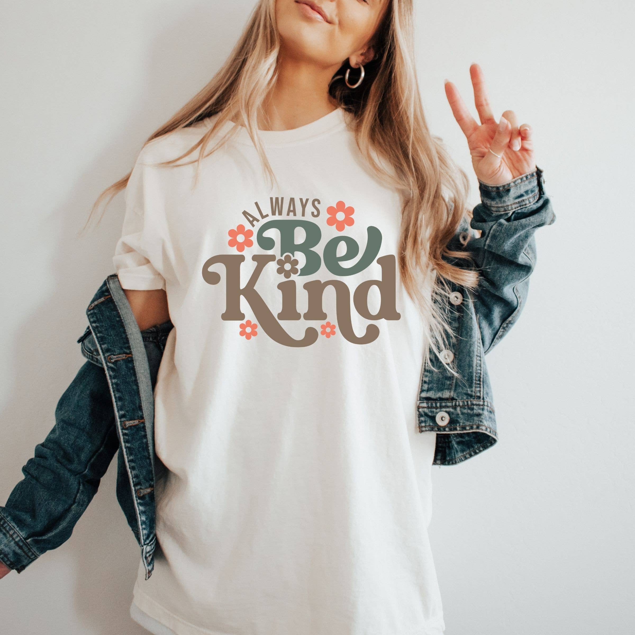 Always Be Kind Fun Tee - Western Floral Spring Graphic Tee Hoodie, Sweatshirt | PodTeesHub.com