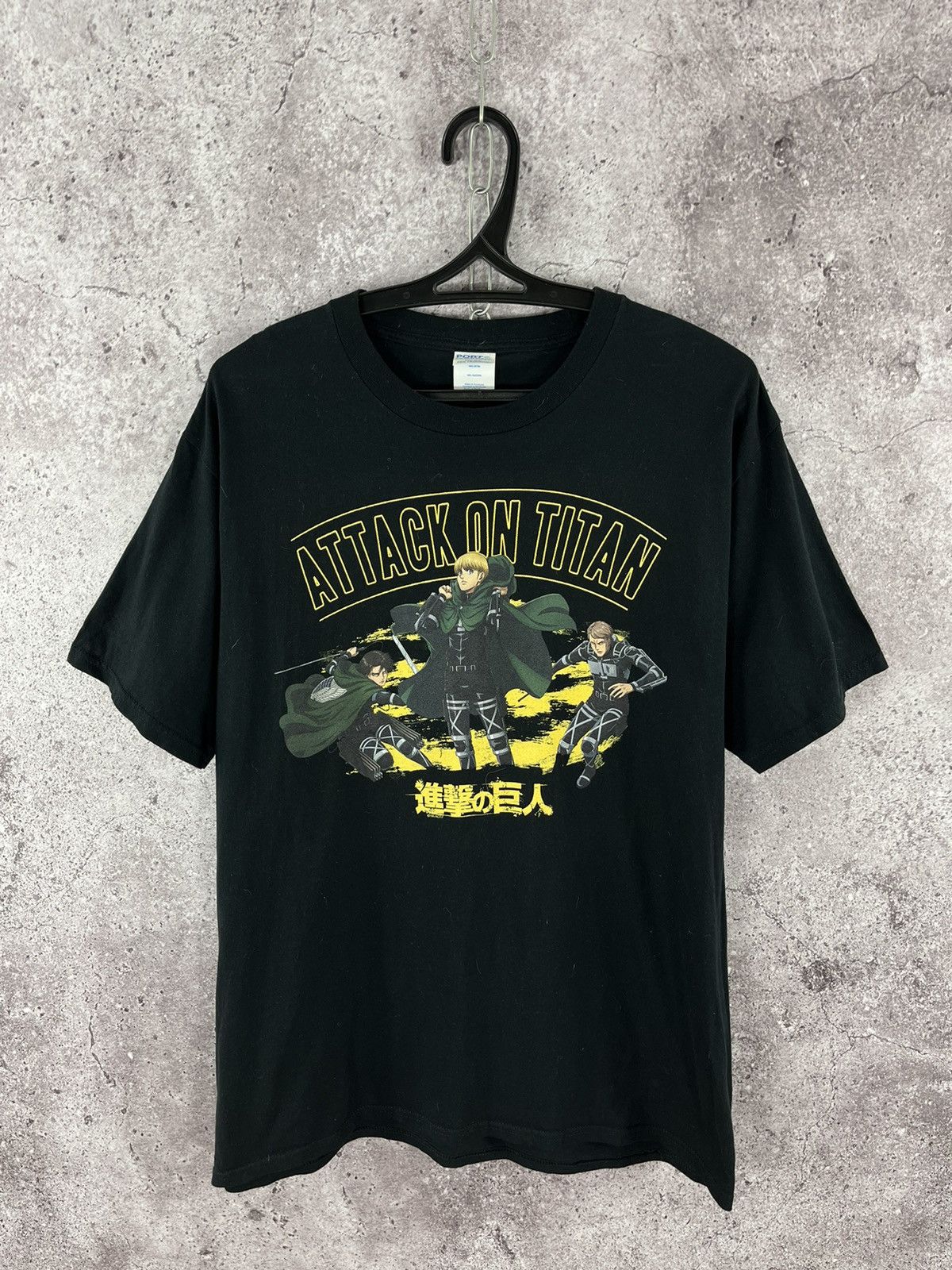 Japanese Brand Attack On Titan Anime Tee Port Company Big Logo Black Size L Hoodie, Sweatshirt | PodTeesHub.com