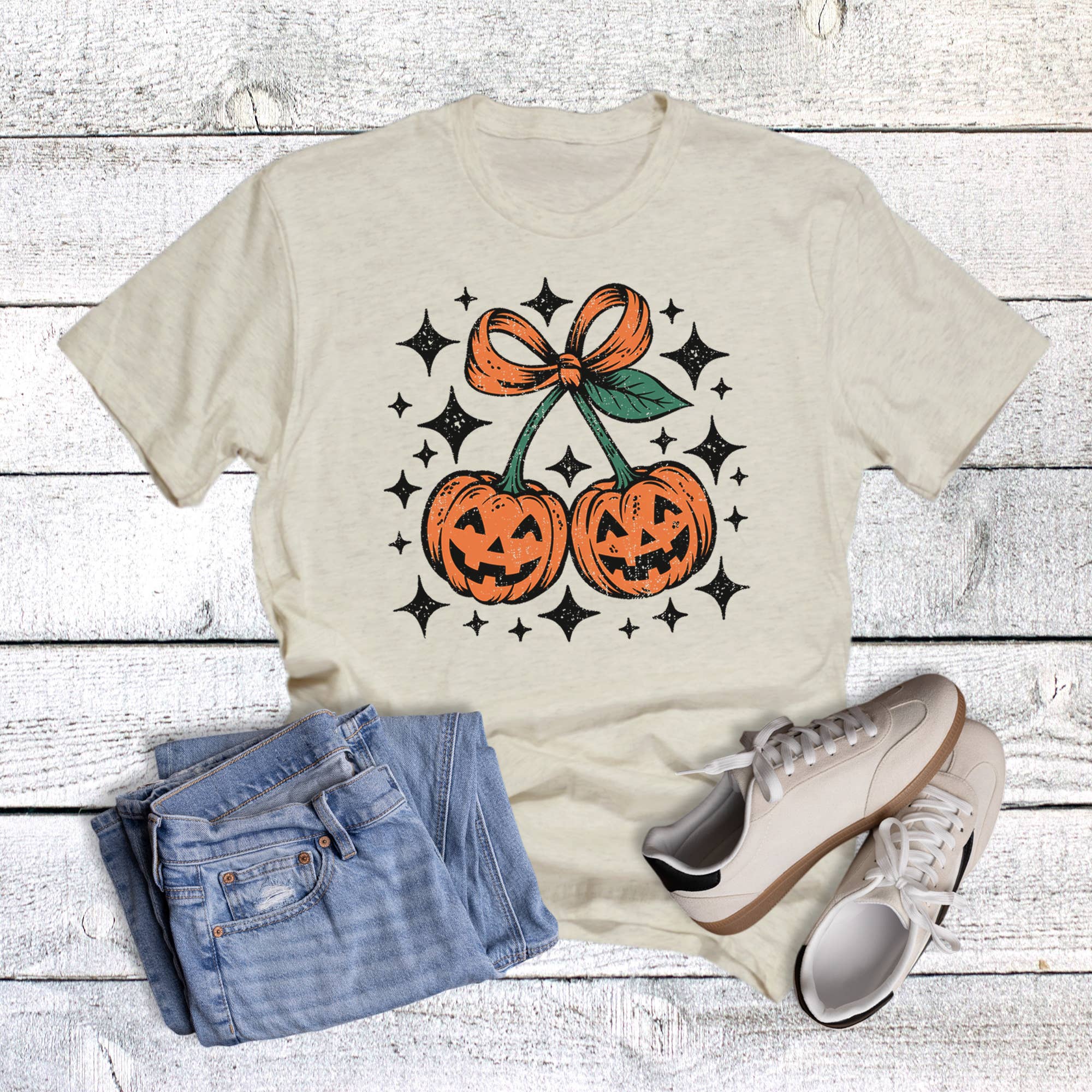 Halloween Coquette Pumpkin Cherries Graphic Tee Hoodie, Sweatshirt | PodTeesHub.com