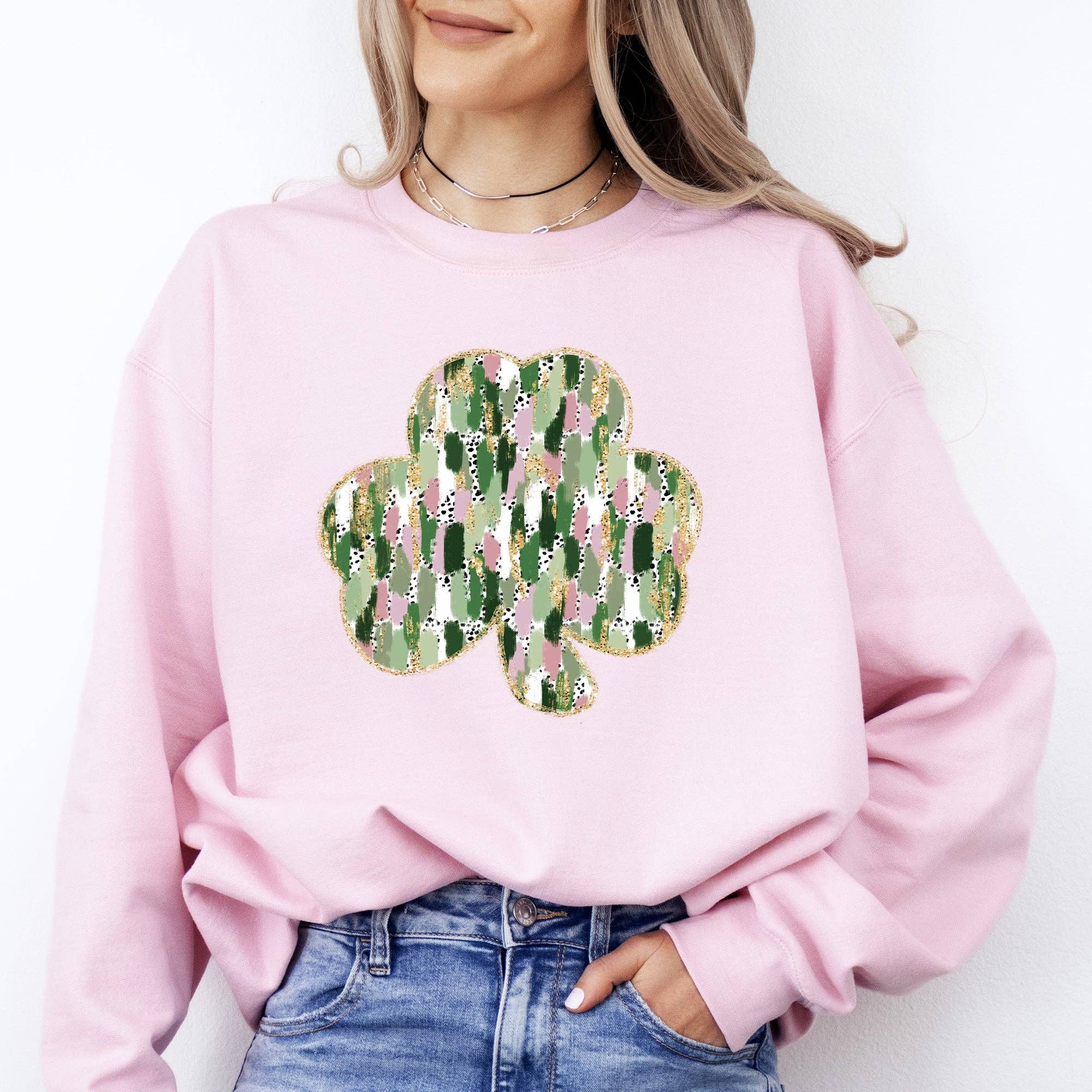 Painted, Faux Glitter, St Patrick's Day, Shamrock Sweatshirt T-Shirts, Hoodie | PodTeesHub.com
