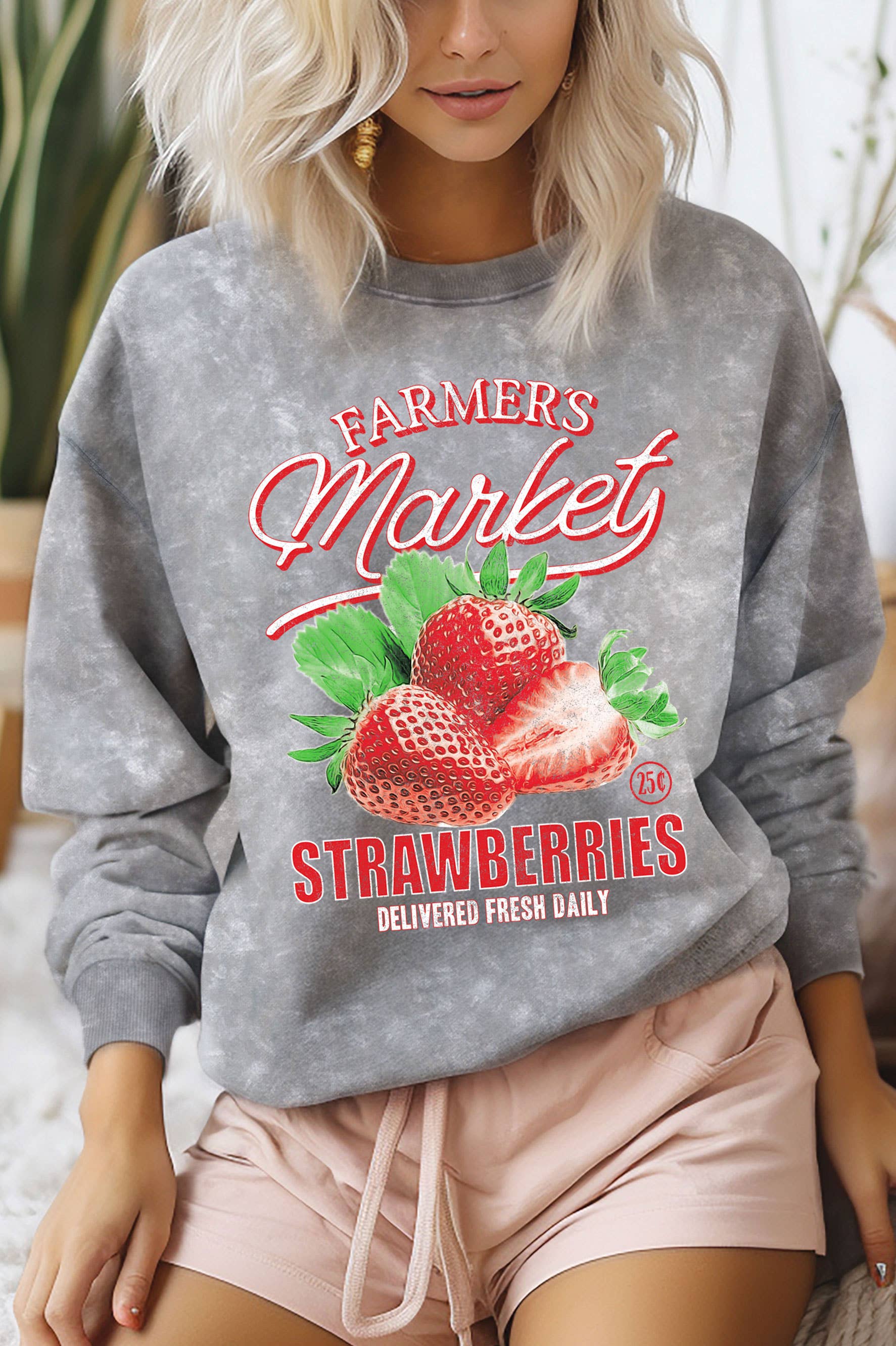 Famers Market Strawberry Mineral Graphic Brushed Sweatshirt T-Shirts, Hoodie | PodTeesHub.com