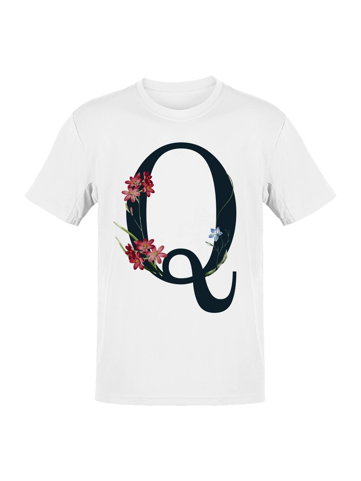 Floral Typography Letter Q Women's T-Shirt Hoodie, Sweatshirt | PodTeesHub.com