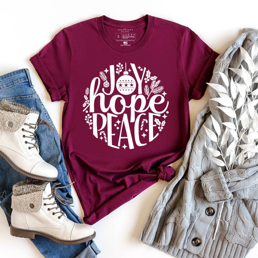 Joy Hope Peace Graphic Tee Shirt Hoodie, Sweatshirt | PodTeesHub.com