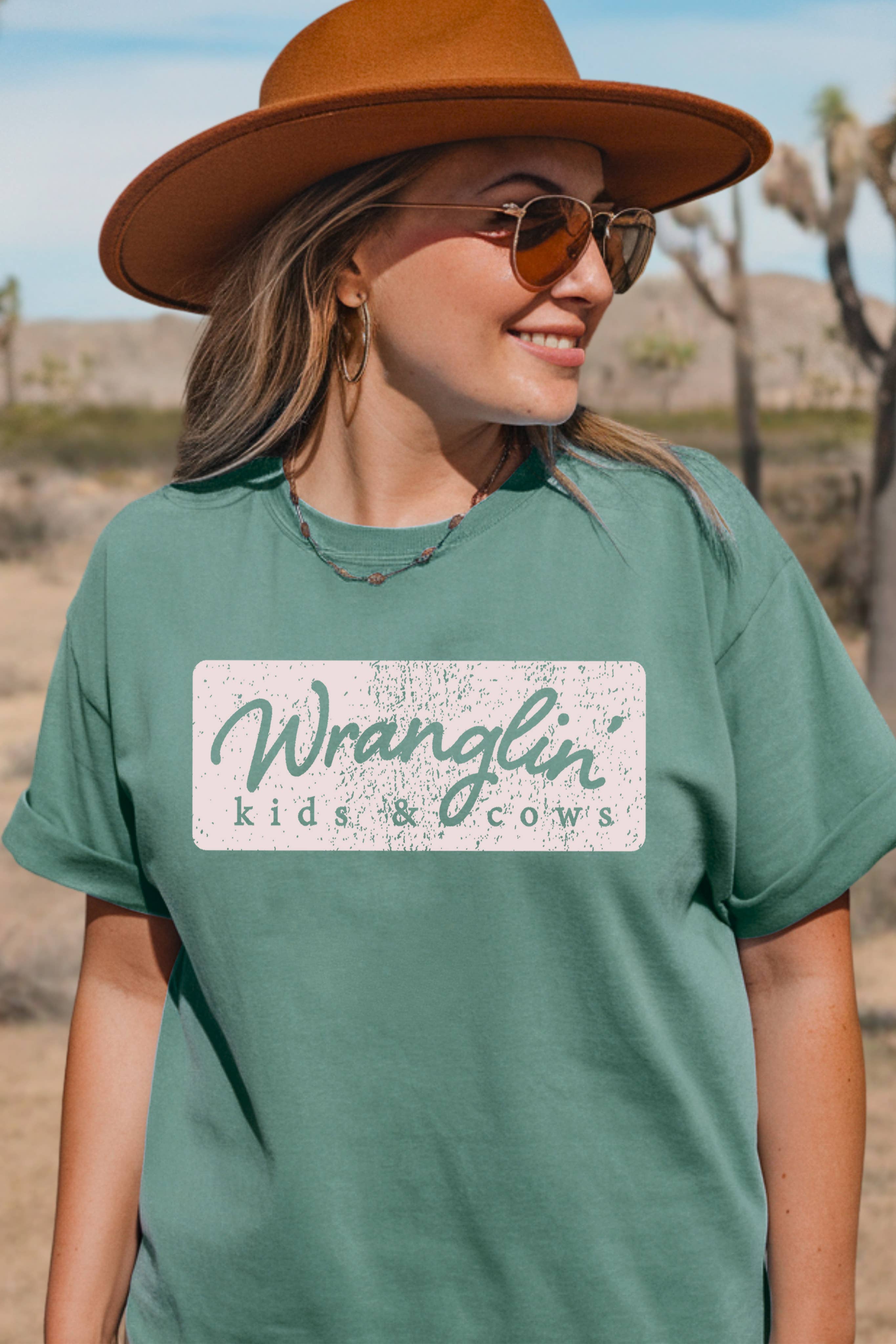 Wranglin Kids and Cows Graphic Tee Hoodie, Sweatshirt | PodTeesHub.com