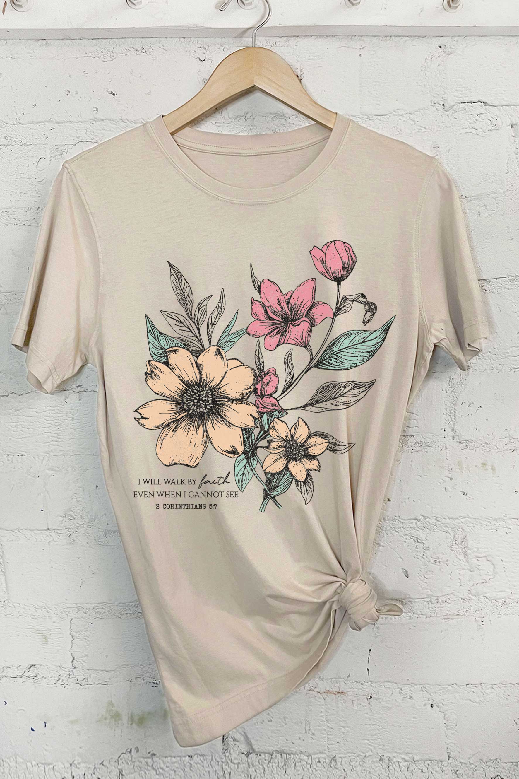 I Will Walk Faith Floral Graphic Tshirt Hoodie, Sweatshirt | PodTeesHub.com