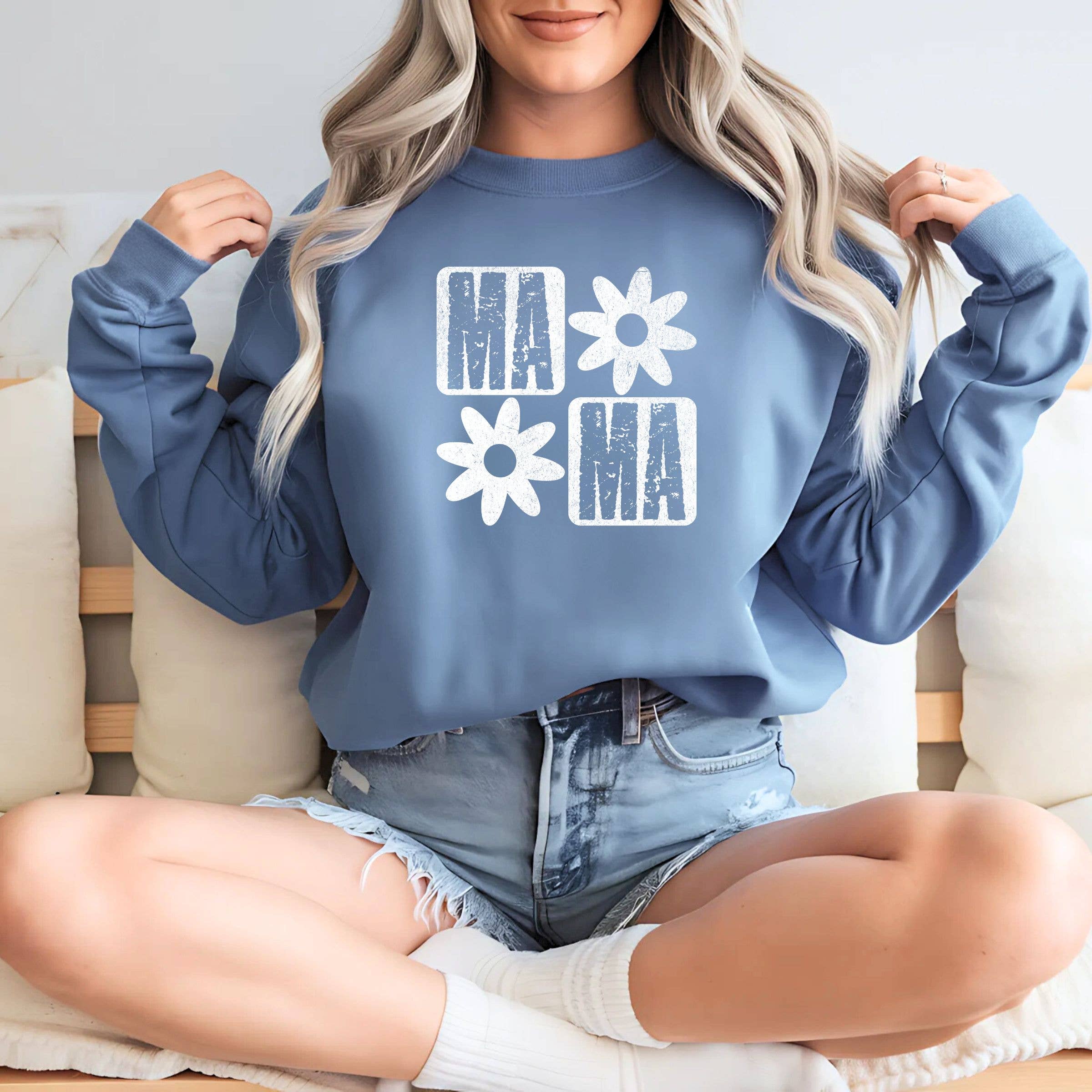 Mama Flowers Summer Graphic Sweatshirt - Western Motherhood T-Shirts, Hoodie | PodTeesHub.com