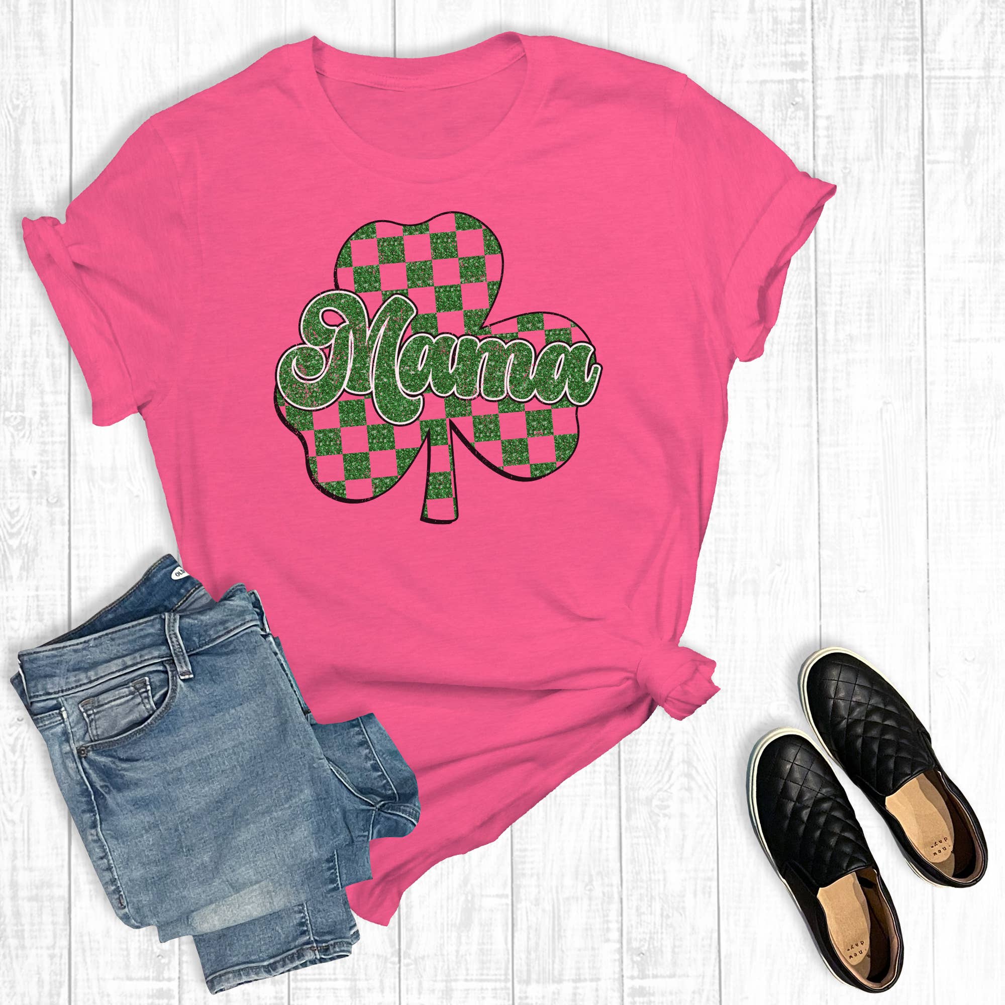 St. Patrick's Day Mama Shamrock Graphic Tee Hoodie, Sweatshirt | PodTeesHub.com