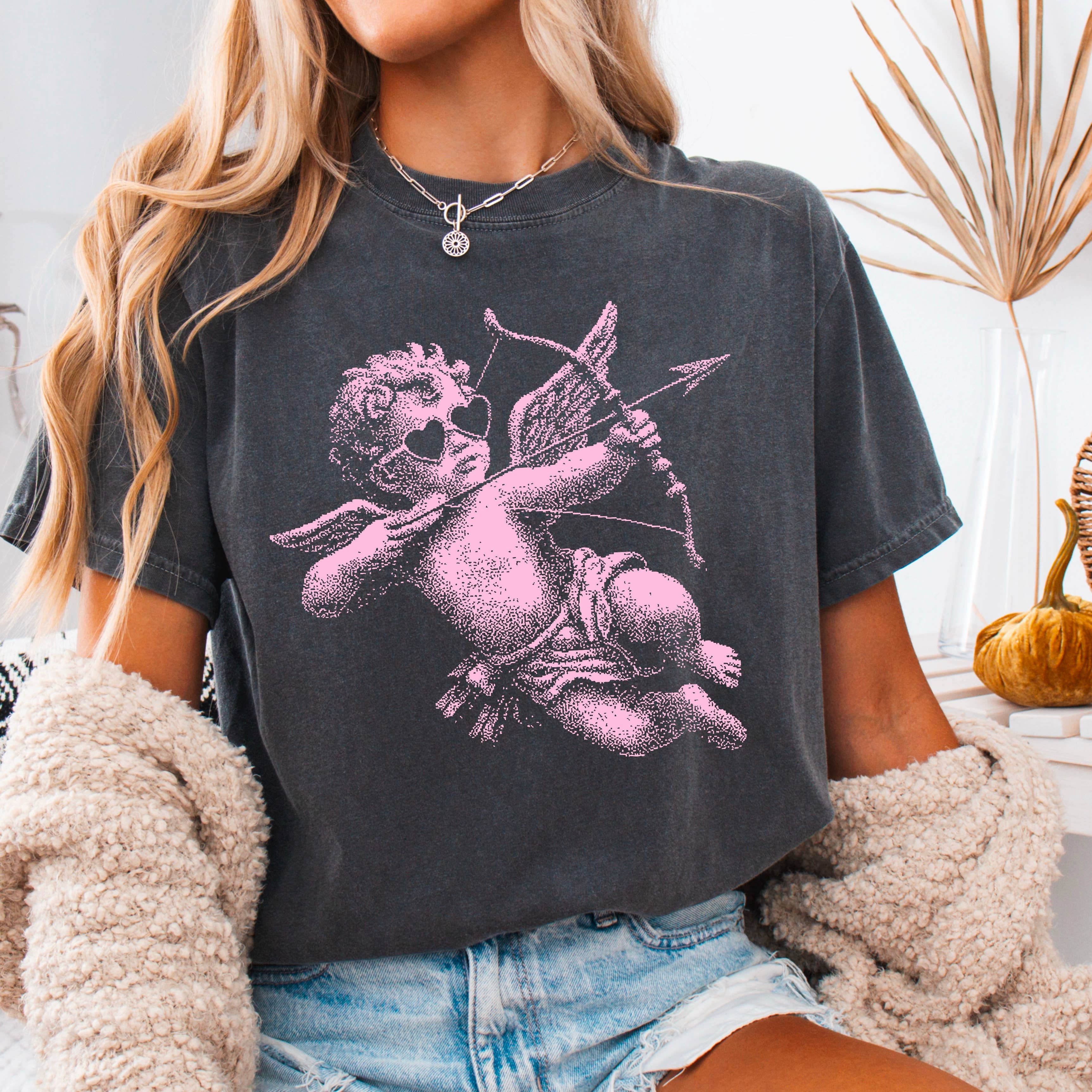 Halftone Cupid Valentine’S Day Shirt | Comfort Colors Hoodie, Sweatshirt | PodTeesHub.com