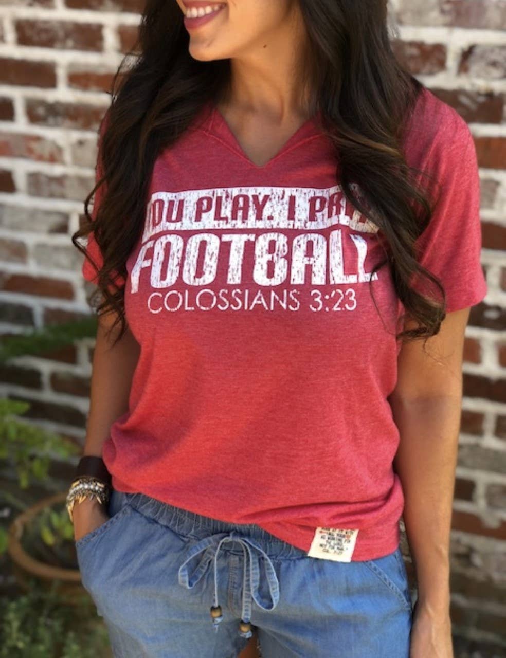 Grunge Football Cut V-Neck | School Spirit Tee | Gameday Hoodie, Sweatshirt | PodTeesHub.com