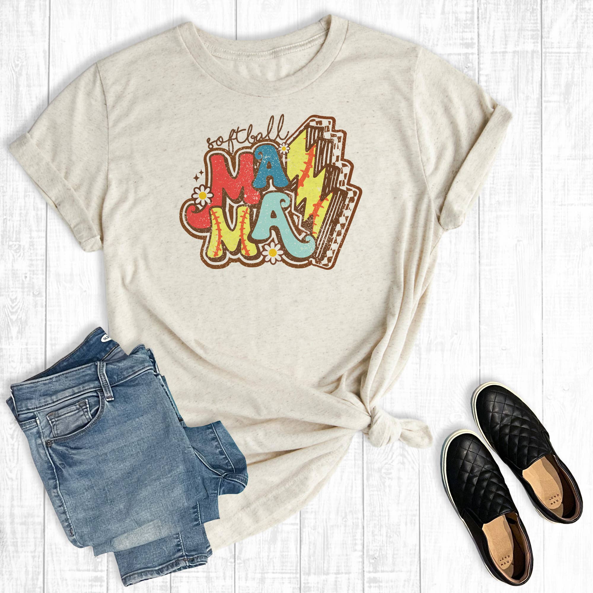 Softball Mama Bolt Graphic Tee Hoodie, Sweatshirt | PodTeesHub.com