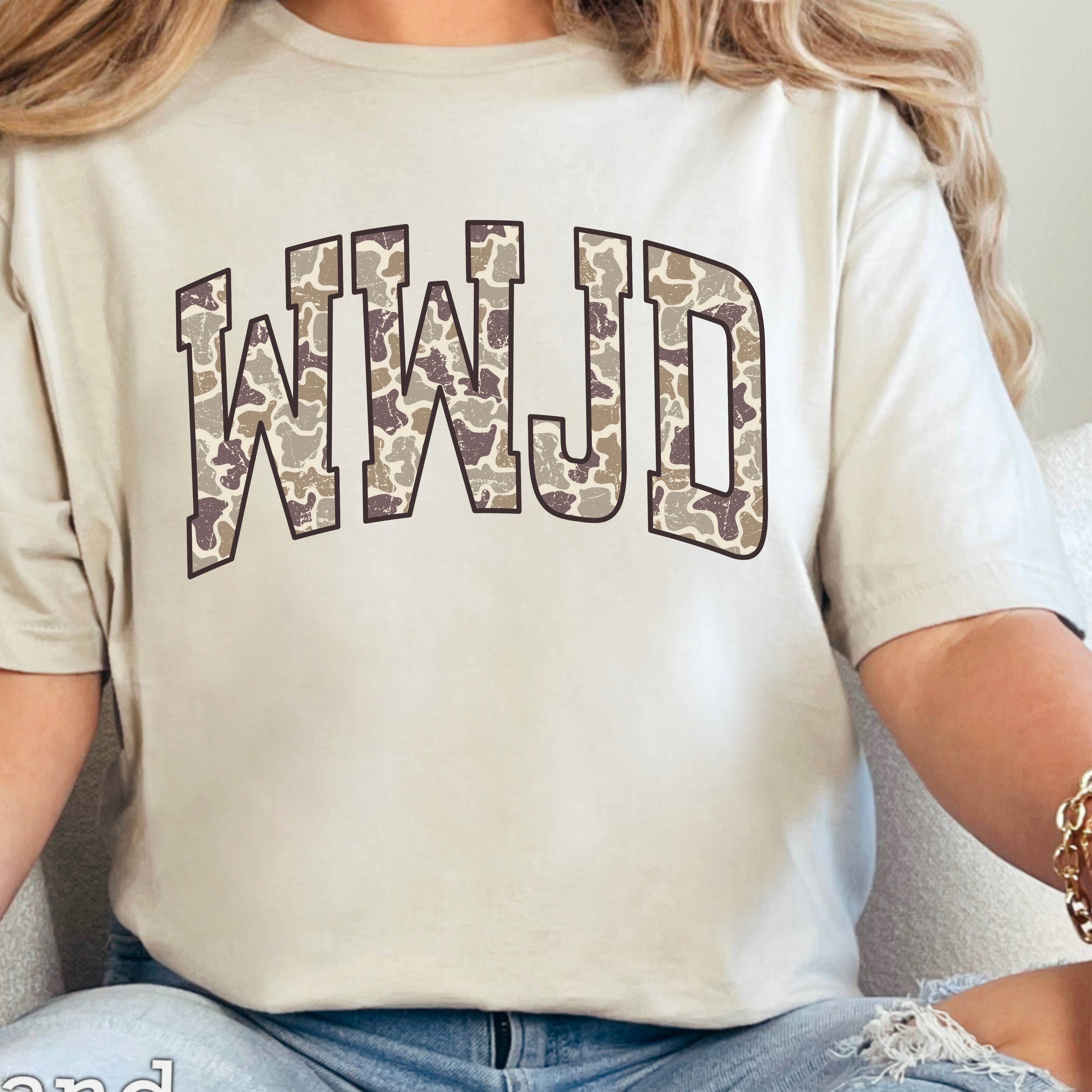 Wwjd Camo Christian Graphic Tee | Gildan Hoodie, Sweatshirt | PodTeesHub.com