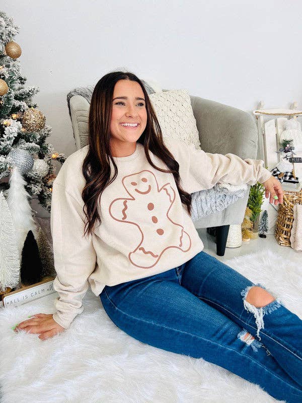 Gingerbread Man Outline Puff Sweatshirt T-Shirts, Hoodie | PodTeesHub.com