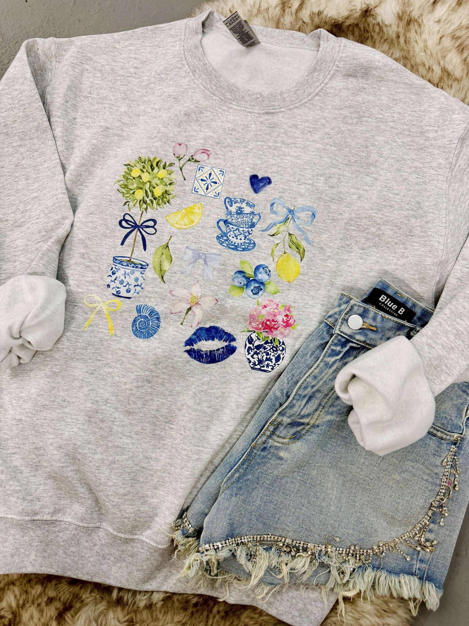 Lemon Chinoiserie Collage Dtf Sweatshirt T-Shirts, Hoodie | PodTeesHub.com