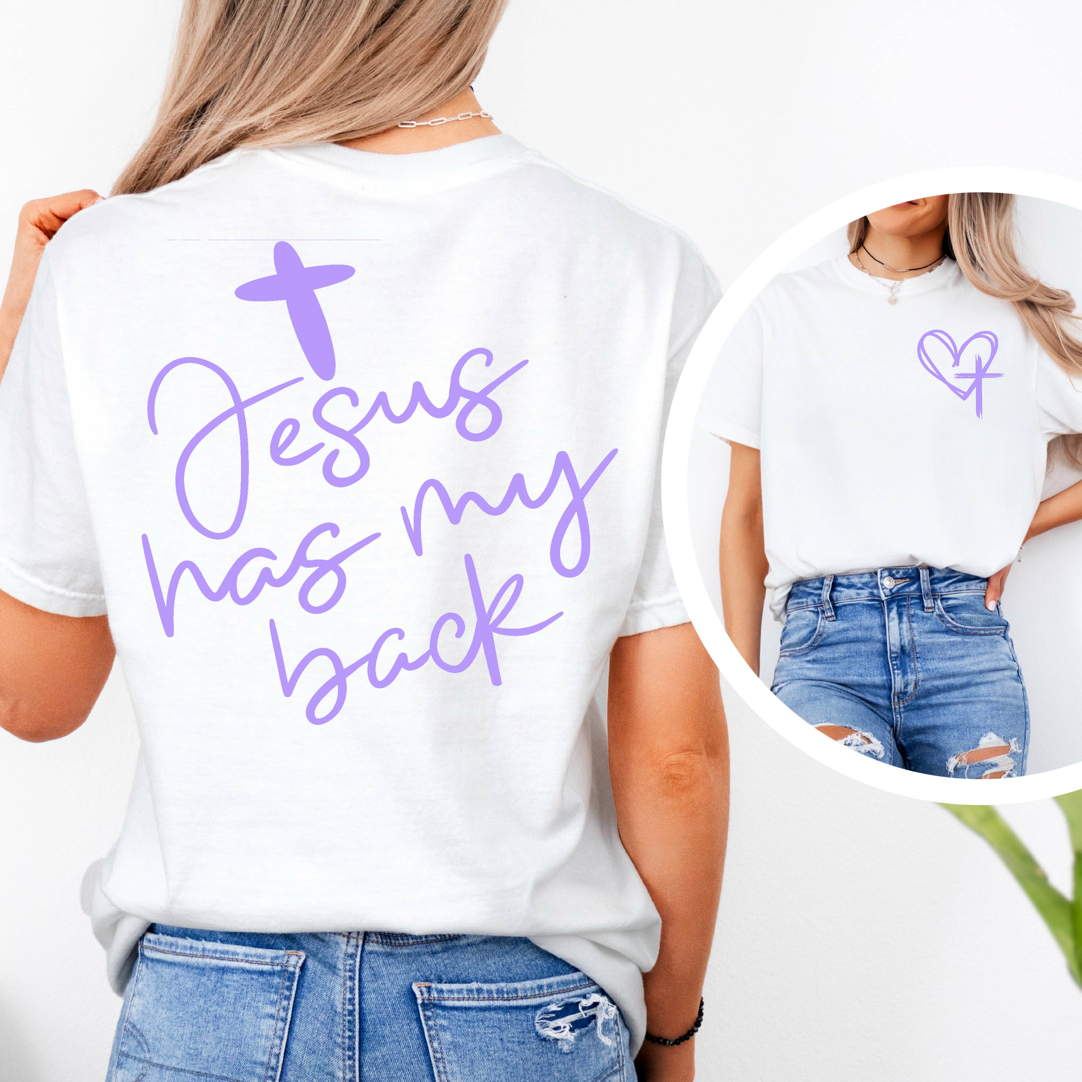 Jesus Has My Back Graphic Tee | Comfort Colors Hoodie, Sweatshirt | PodTeesHub.com