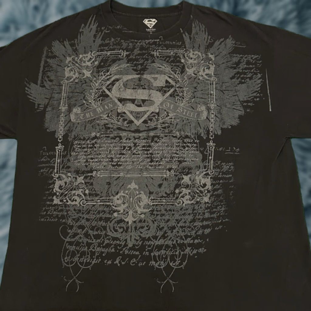 Vintage Superman Vtg Shirt Mens 2xl Black Grunge Hip Hop Punk Y2k Man Of Steel Comic Biker Hoodie, Sweatshirt