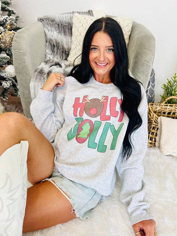 Holly Jolly Reindeer Tree Sweatshirt T-Shirts, Hoodie | PodTeesHub.com