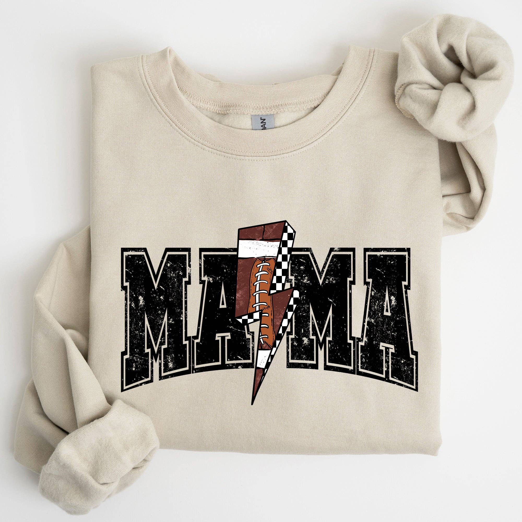 Mama, Lightening Bolt Checkered Football Game Day Sweatshirt T-Shirts, Hoodie | PodTeesHub.com
