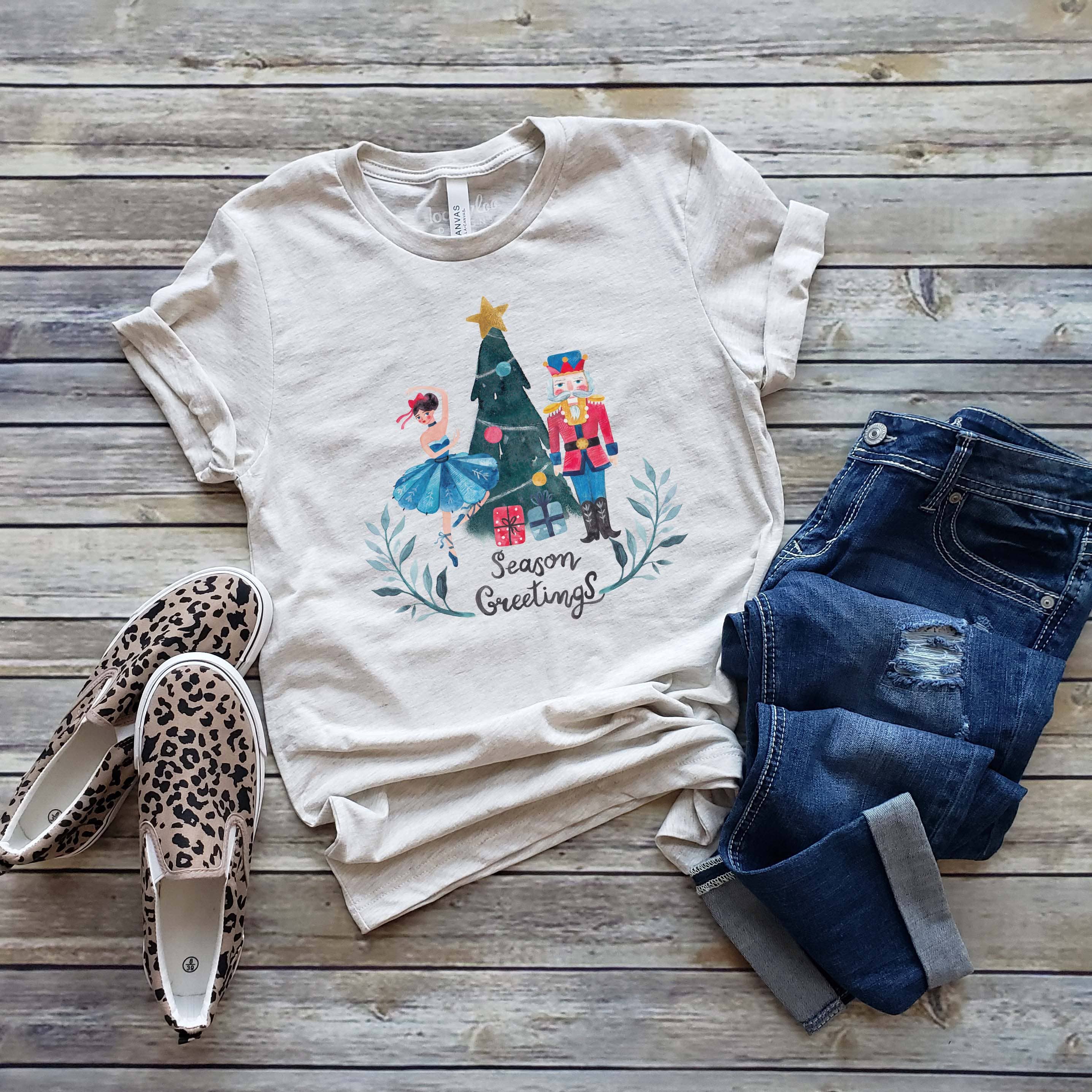 Season Greetings Nutcracker Tee | Christmas | Sizes XS-2XL Hoodie, Sweatshirt | PodTeesHub.com